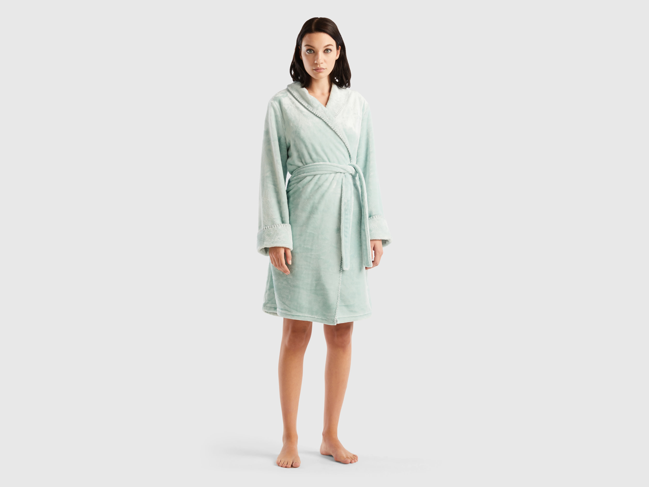 Benetton, Nightgown In Synthetic Fur, size M, Aqua, Women