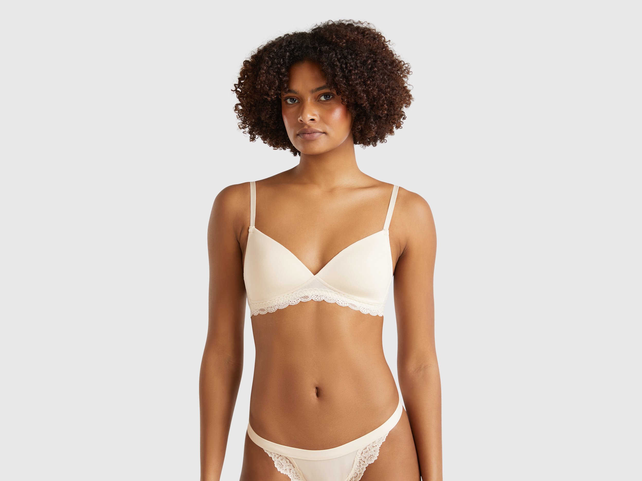Benetton, Padded Bra In Stretch Modal, size , Creamy White, Women