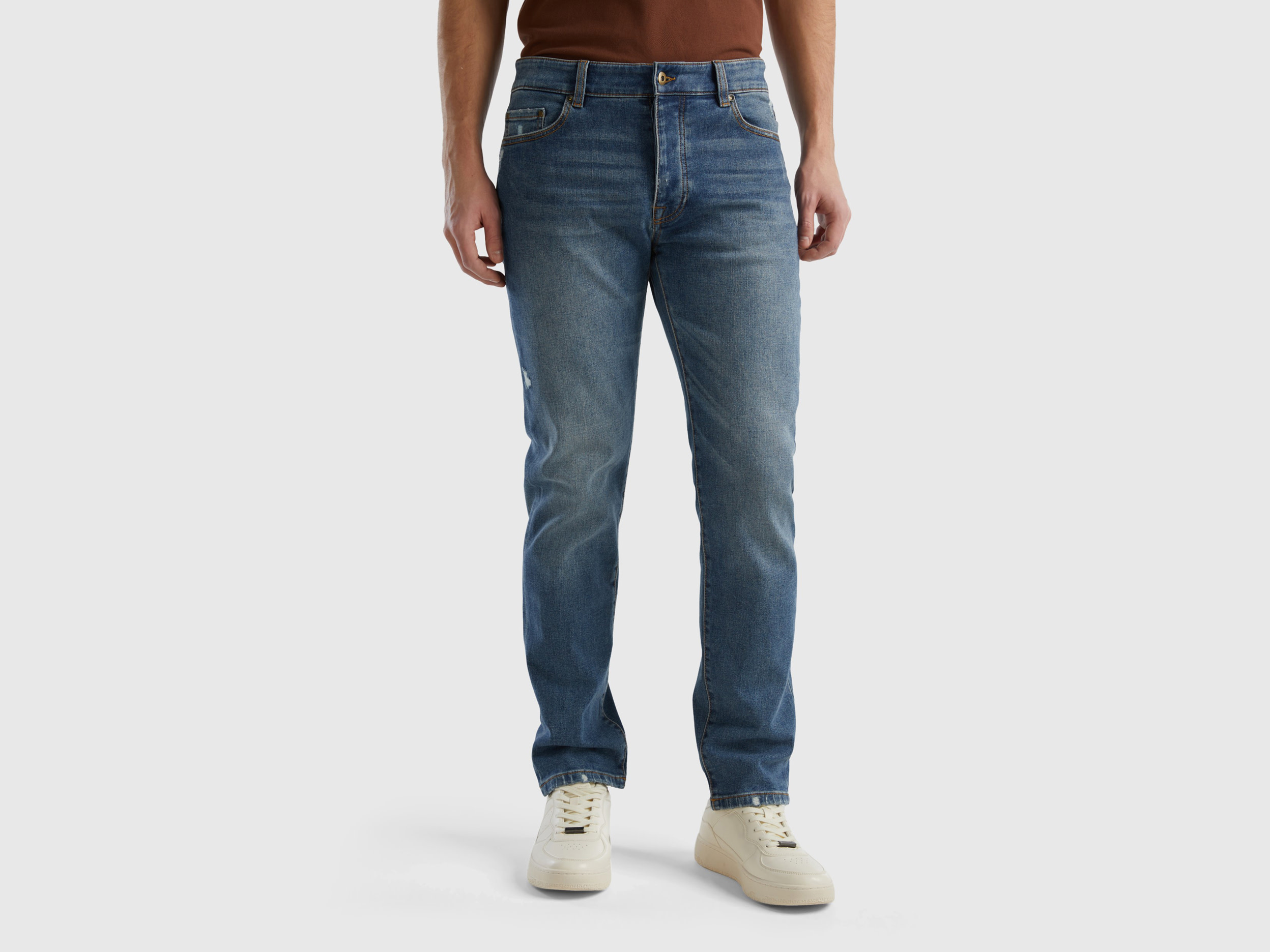 Benetton, Five Pocket Slim Fit Jeans, size 31, Dark Blue, Men