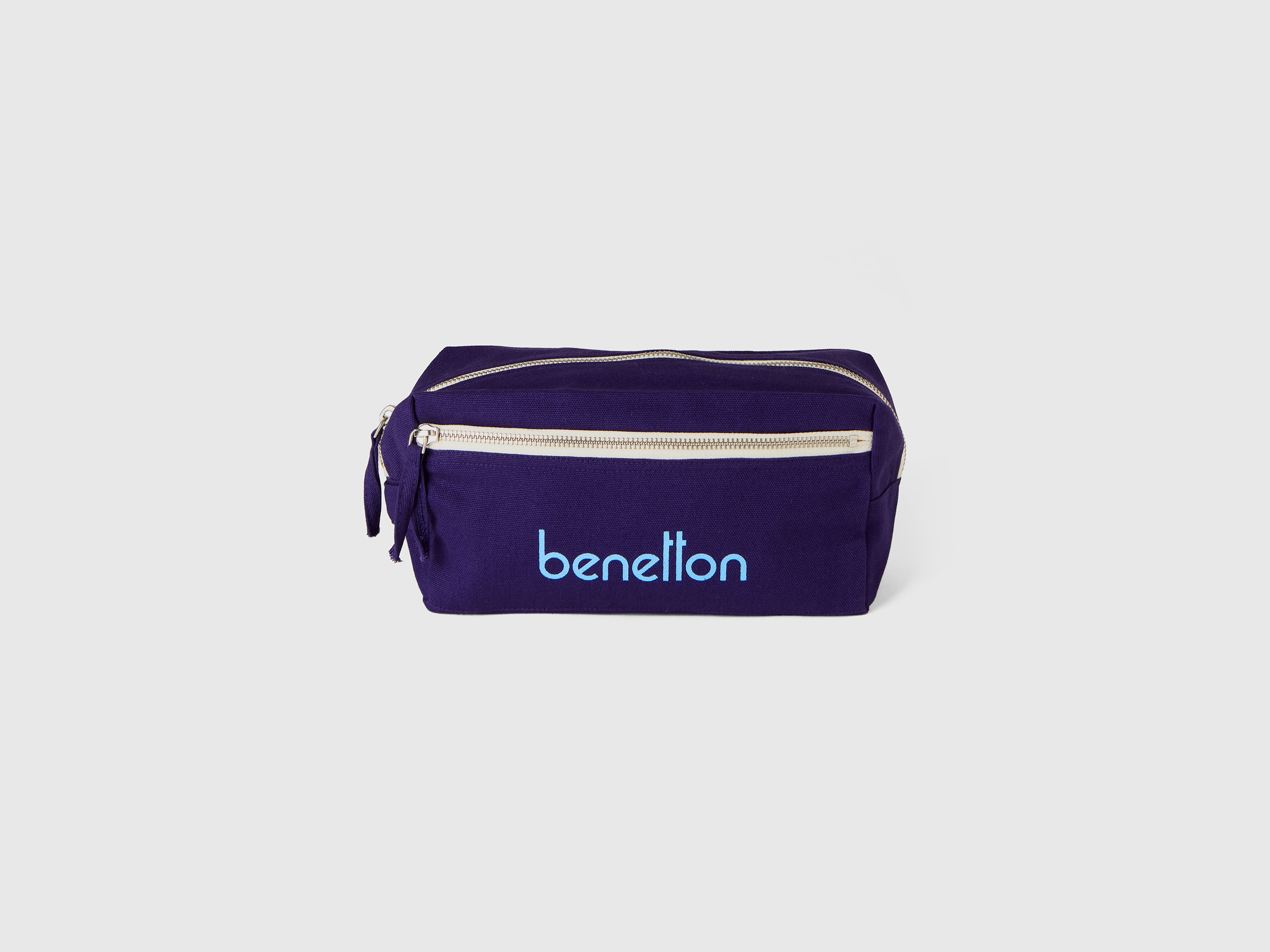 Benetton, Beauty Case Blu In Puro Cotone, Blu, Donna