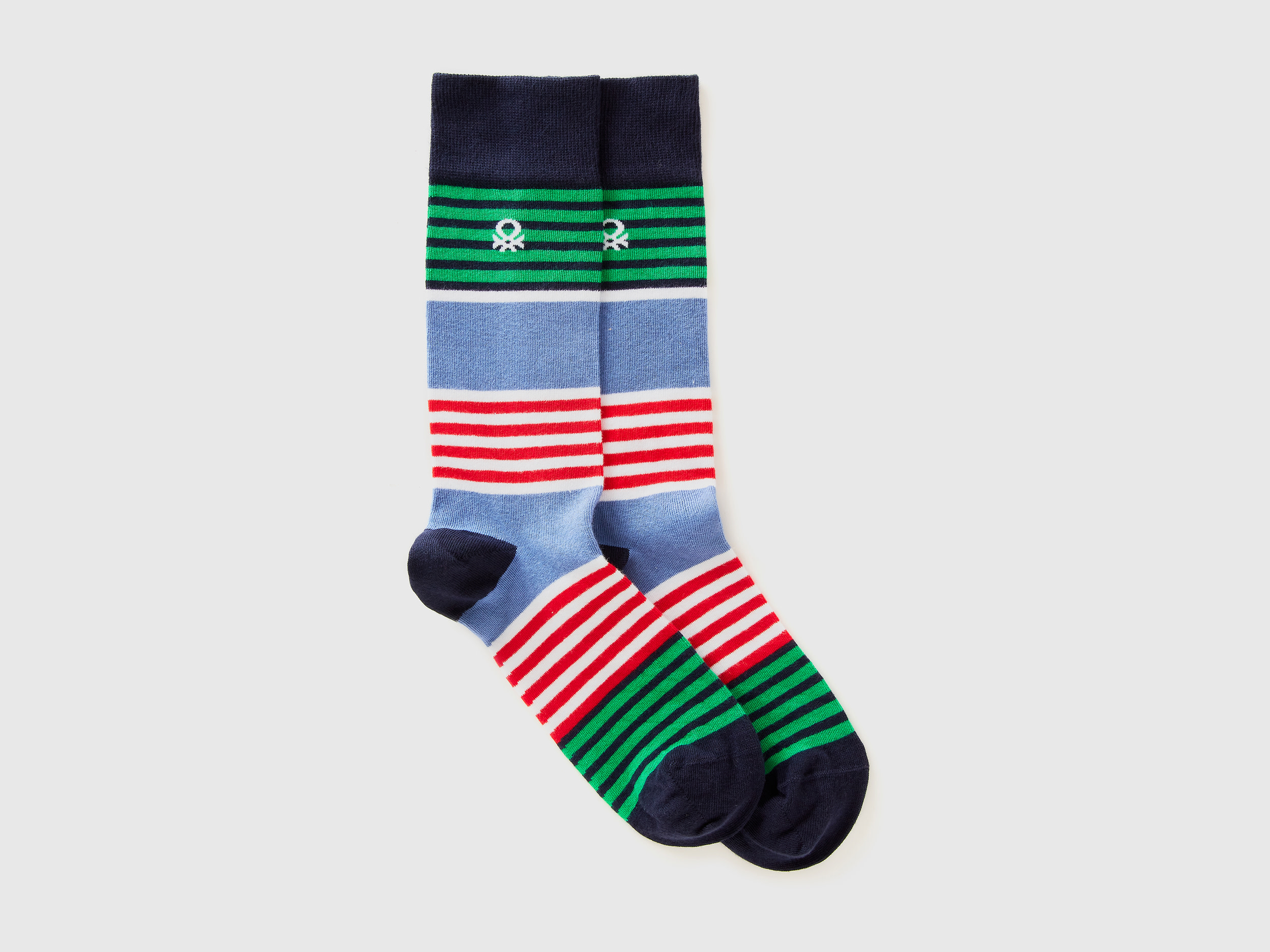 Benetton, Calzini Lunghi A Righe, Multicolore, Donna