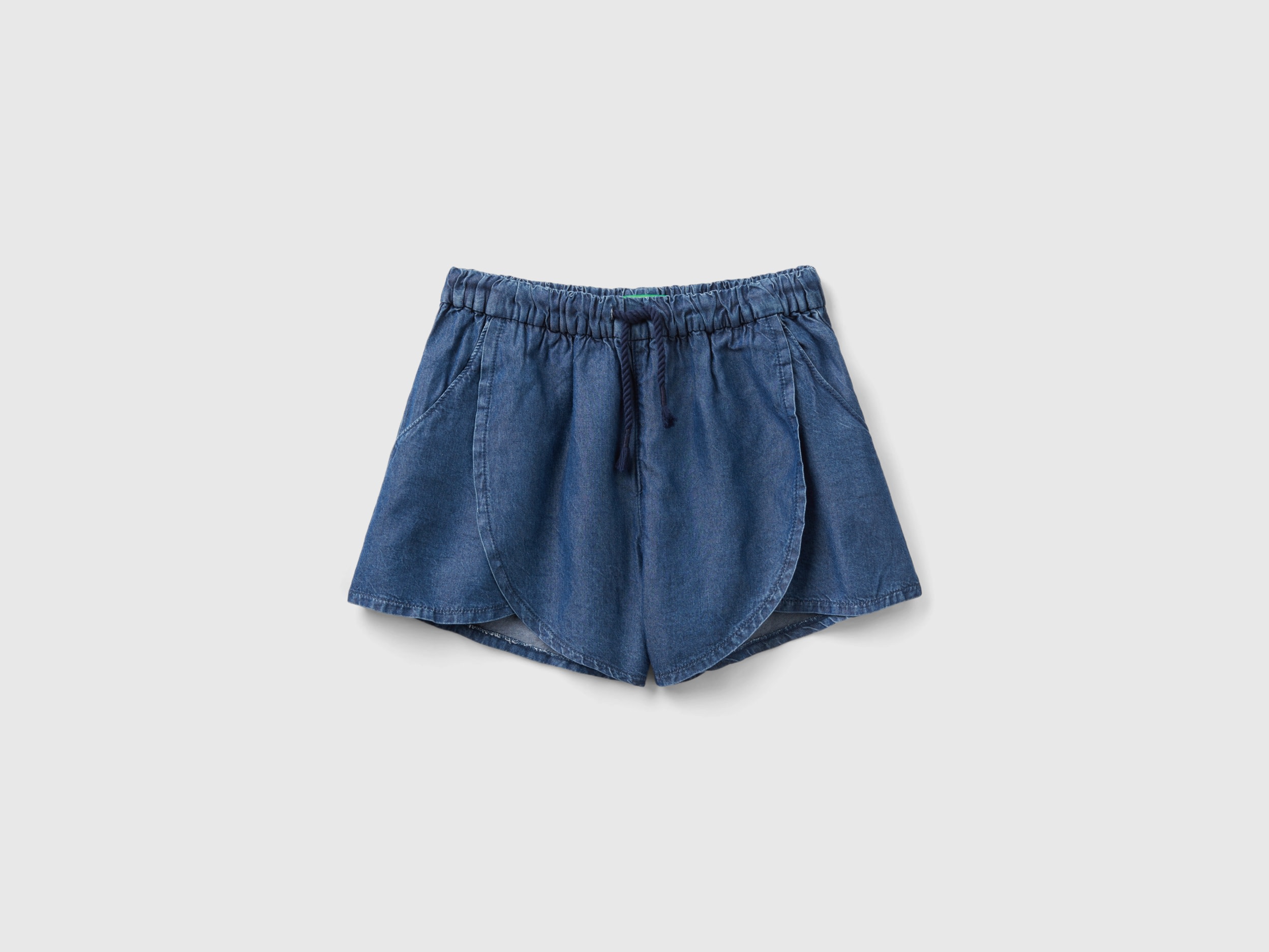 Benetton, Pantaloni Corti In Viscosa Sostenibile, Blu, Bambini