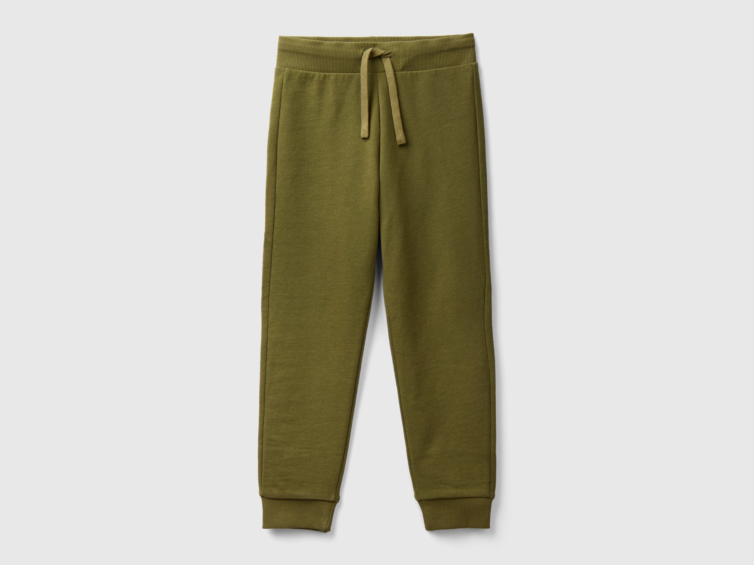 Benetton, Sporty Trousers With Drawstring, size XL, Military Green, Kids