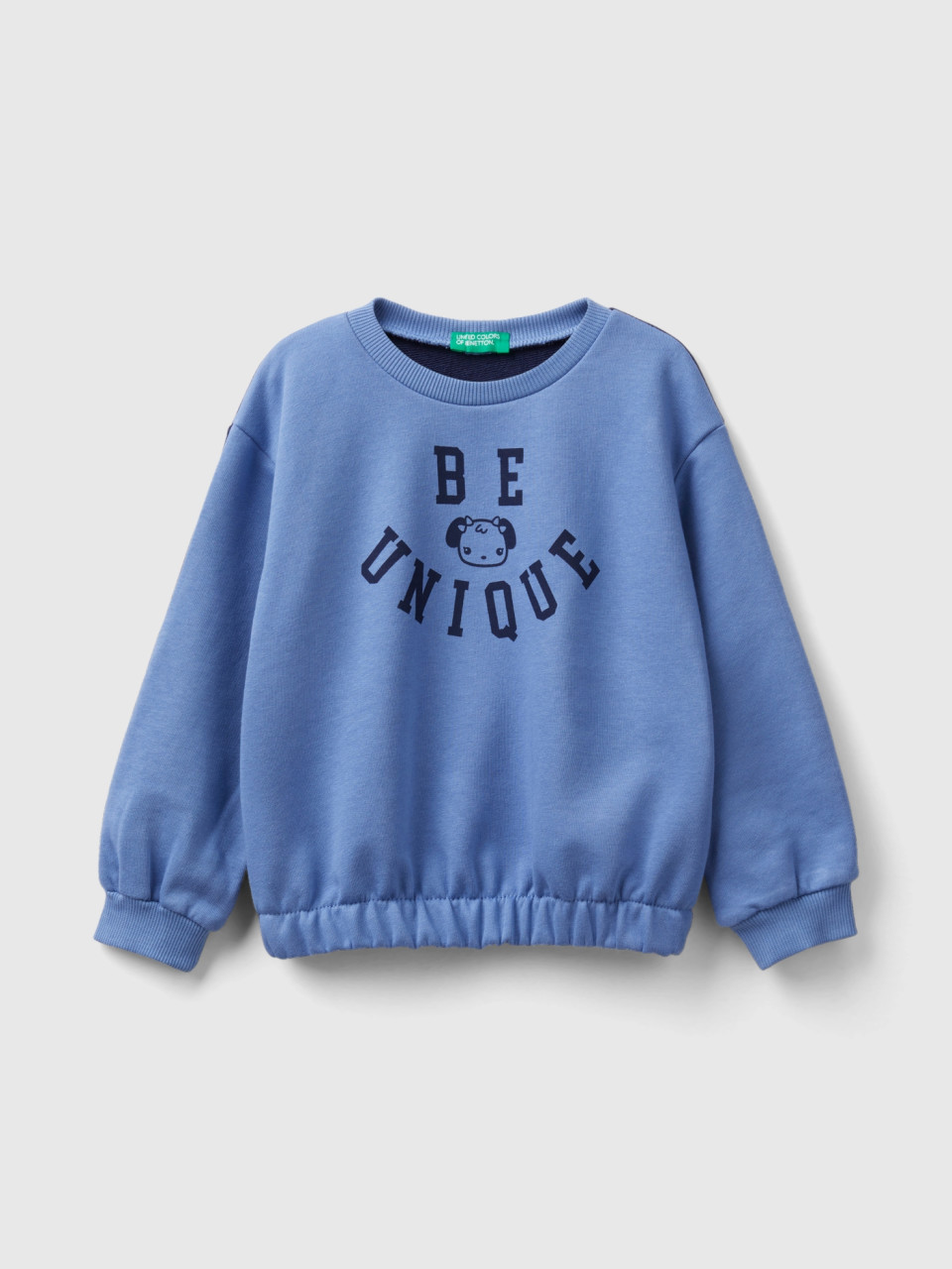 Benetton, Sweatshirt Mit Farbblöcken Und Print, Blau, female