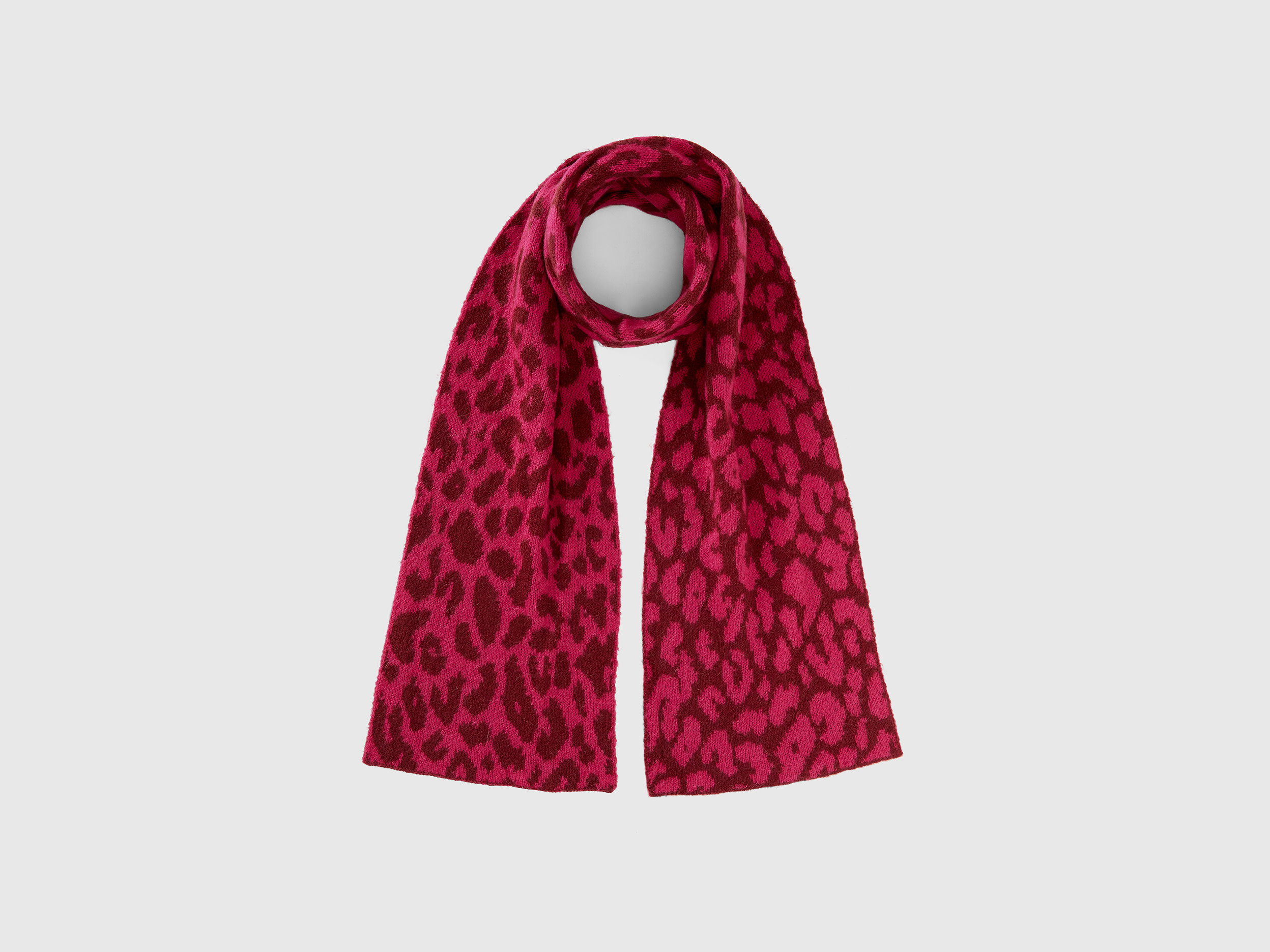 Benetton, Animal Print Scarf In Mohair Blend, size OS, Red, Women