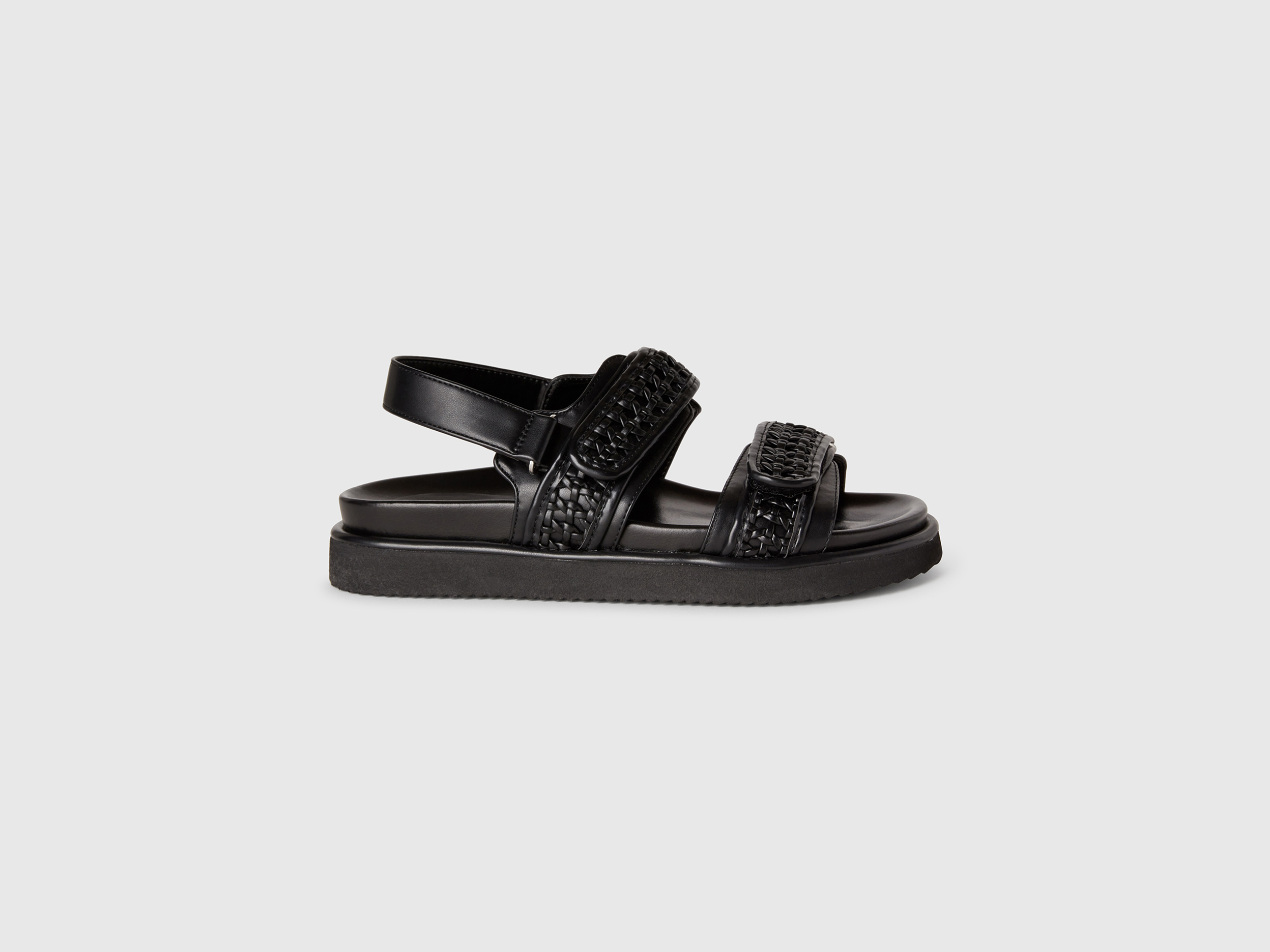 Benetton, Open-toe Sandals In Imitation Fabric, size 2,5, Black, Women
