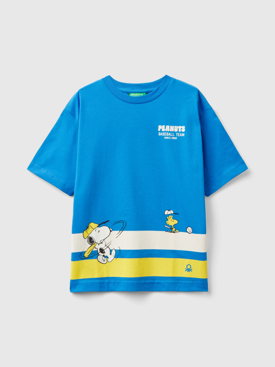Benetton, Camiseta Con Estampado ©peanuts, Azul, Niños