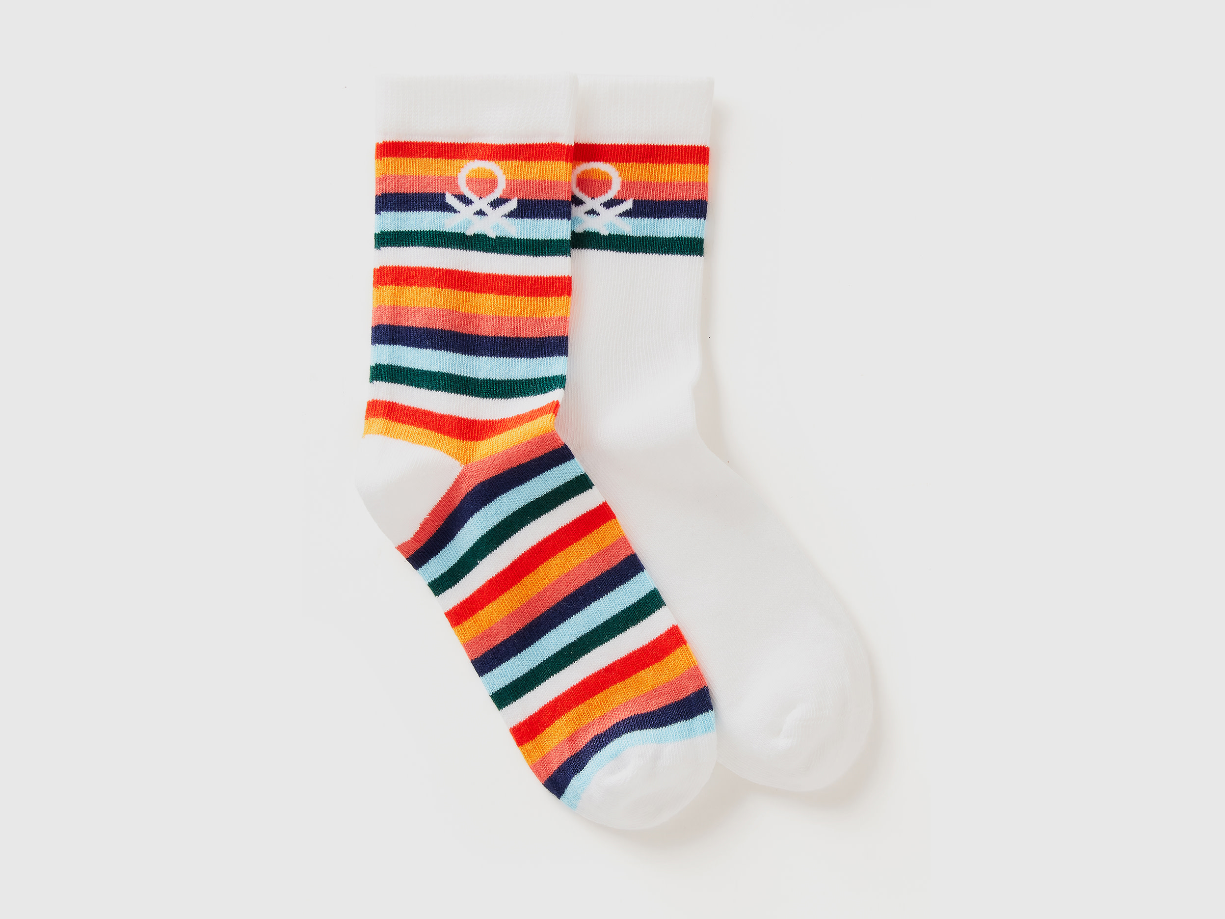 Benetton, Calzini Lunghi Mix & Match, Bianco, Bambini