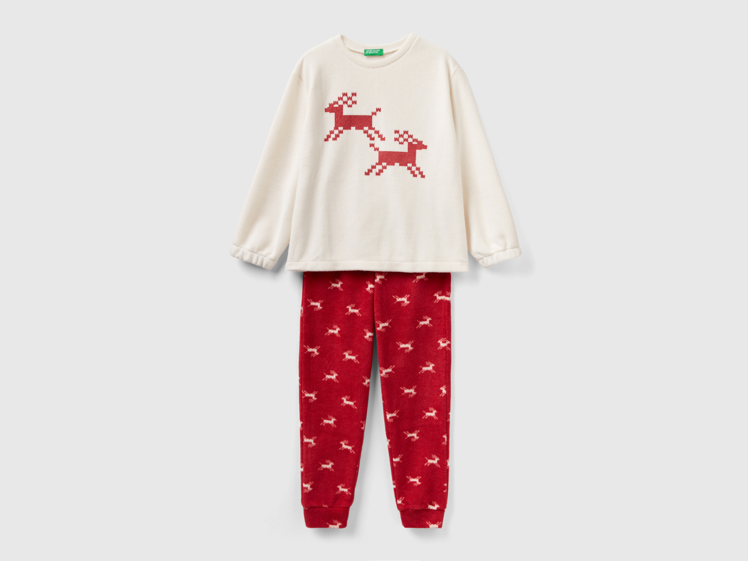 Benetton, Reindeer Fleece Pyjamas, size XL, Creamy White, Kids