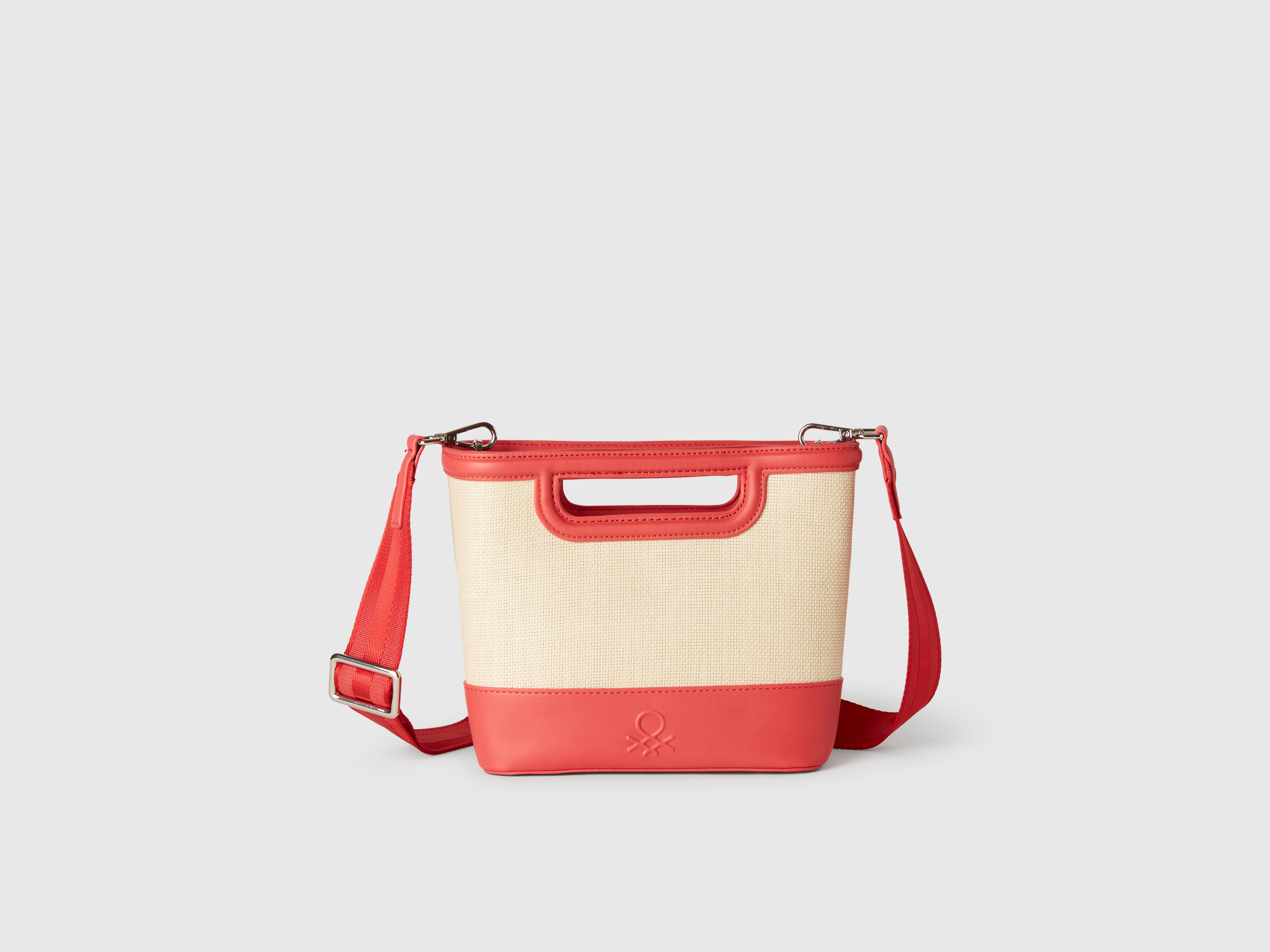Benetton, Medium Tote Bag In Raffia, size OS, Brick Red, Women