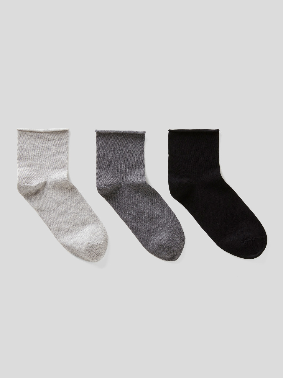 Benetton, Three Pairs Of Short Socks, Multi-color, Women