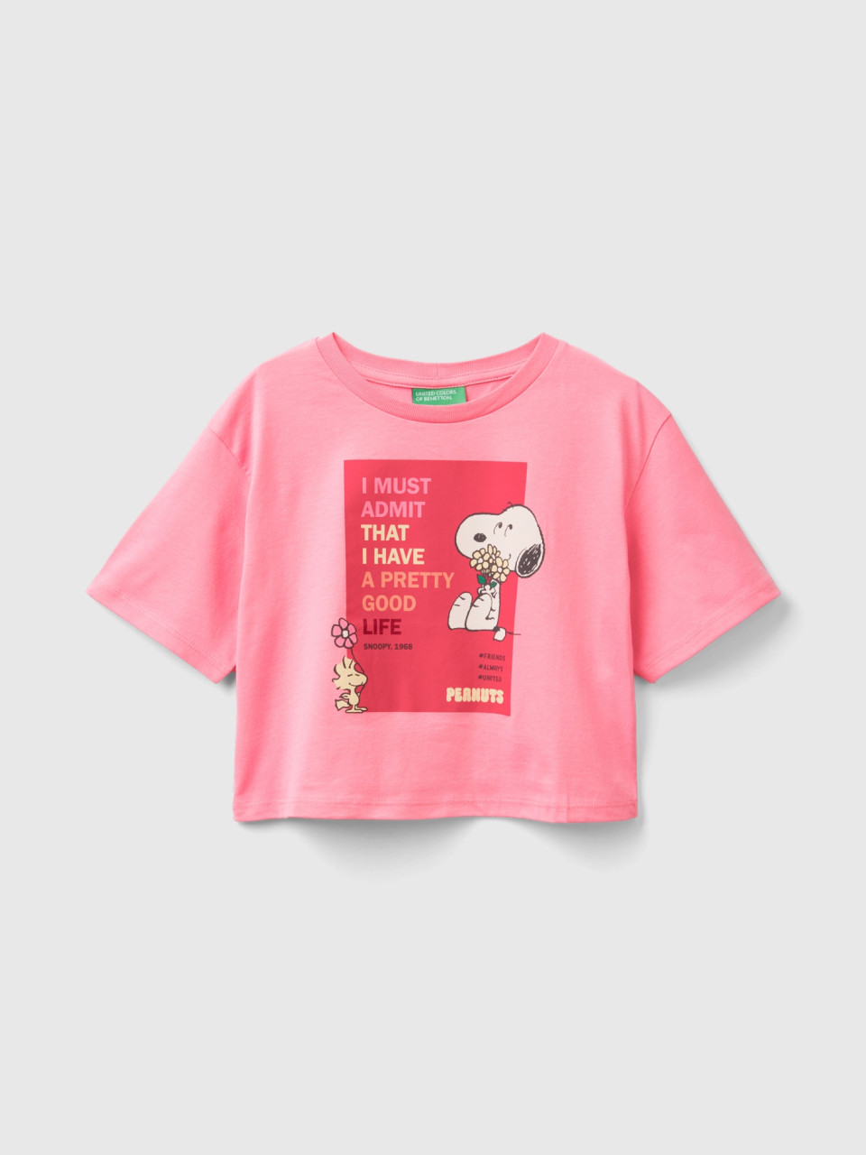 Benetton, T-shirt Cropped ©peanuts, Pink, female