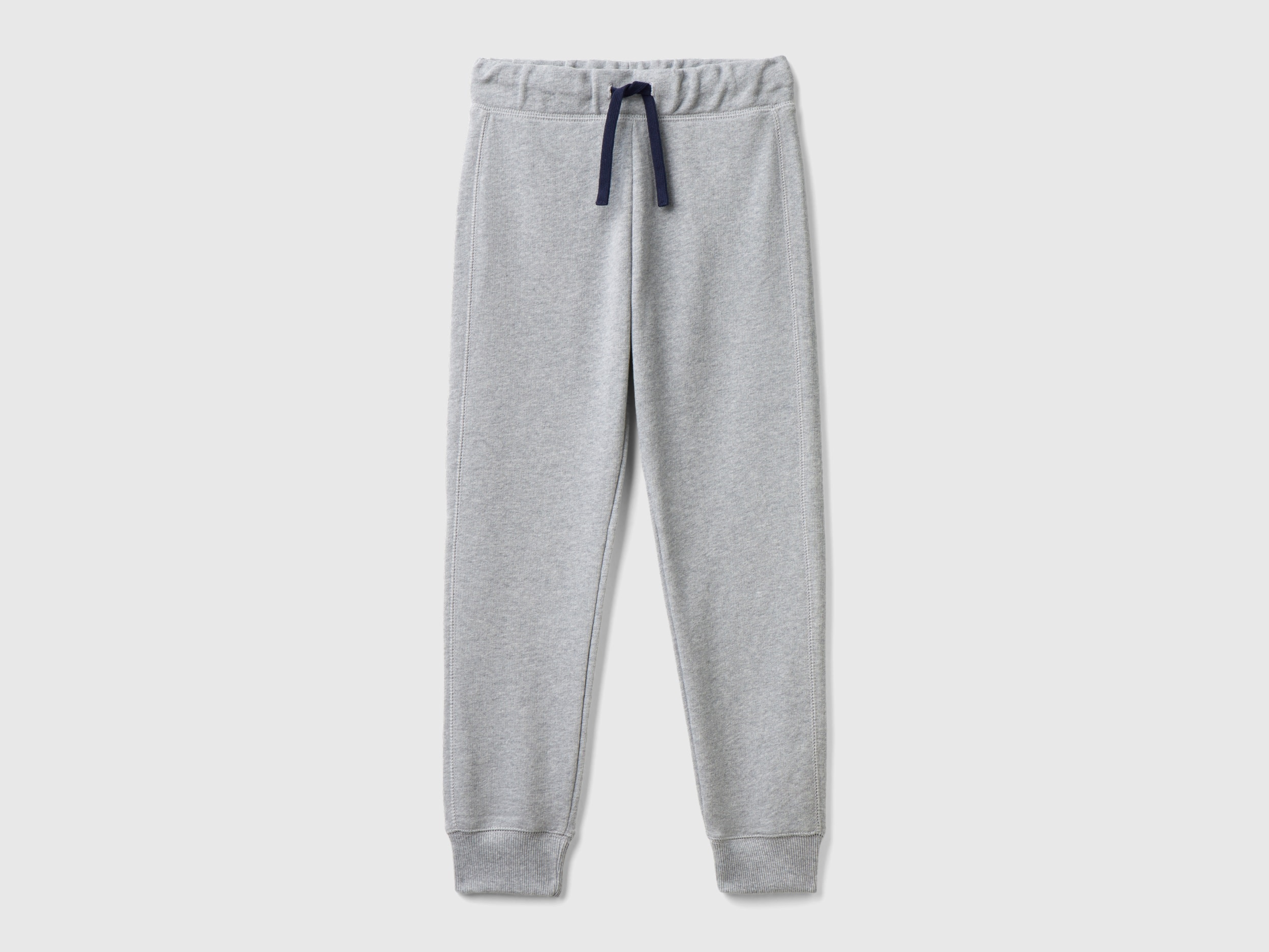 Benetton, Pantaloni In Felpa 100% Cotone, Grigio Chiaro, Bambini