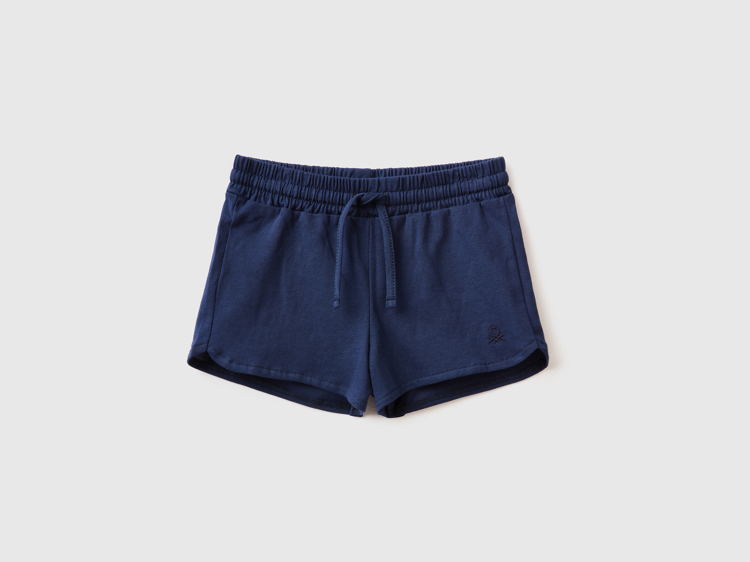 Image of Benetton, Shorts With Drawstring In Organic Cotton, size 110, Dark Blue, Kids