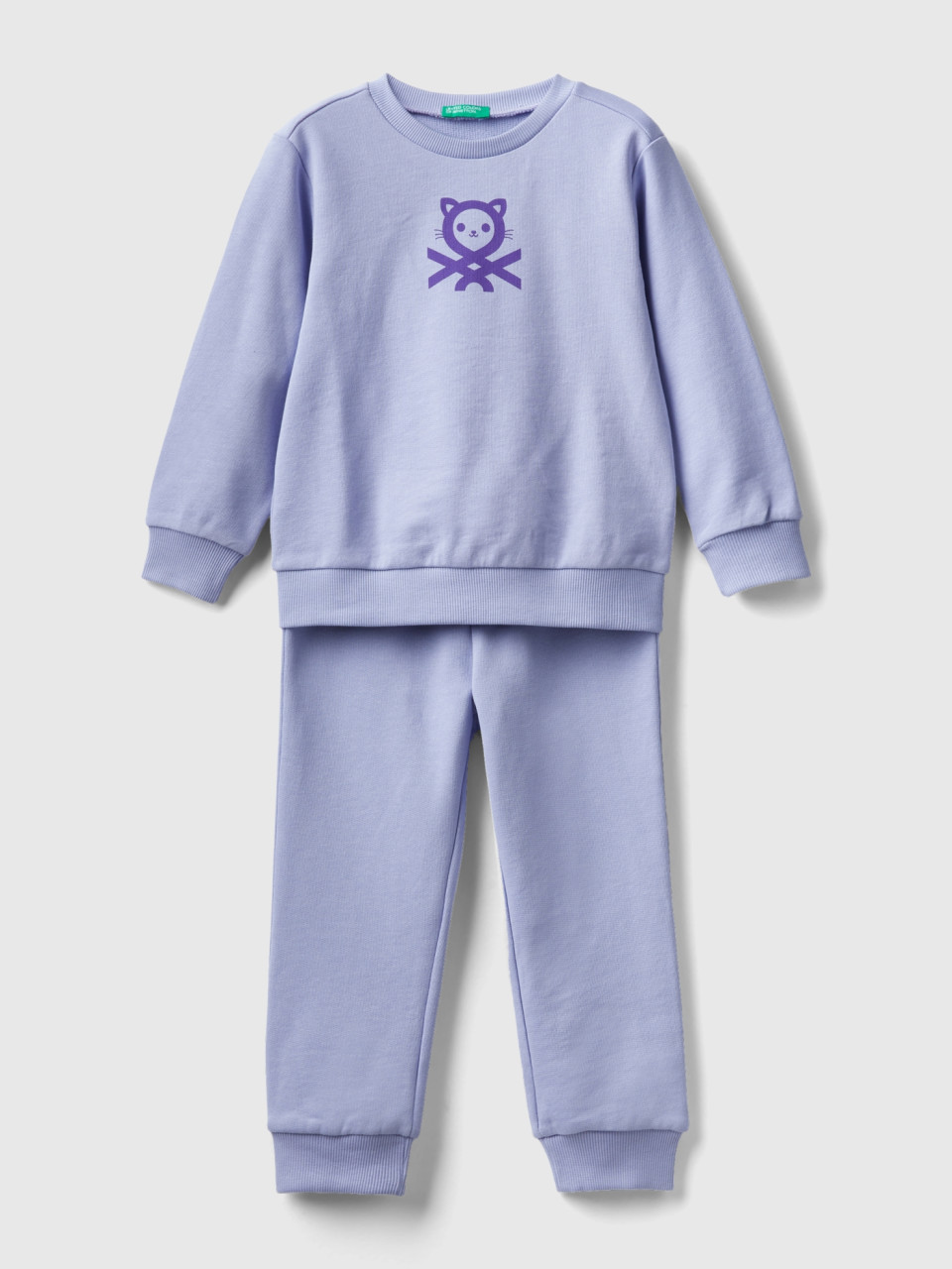 Benetton, Sweat Tracksuit With Logo, Lilac, Kids