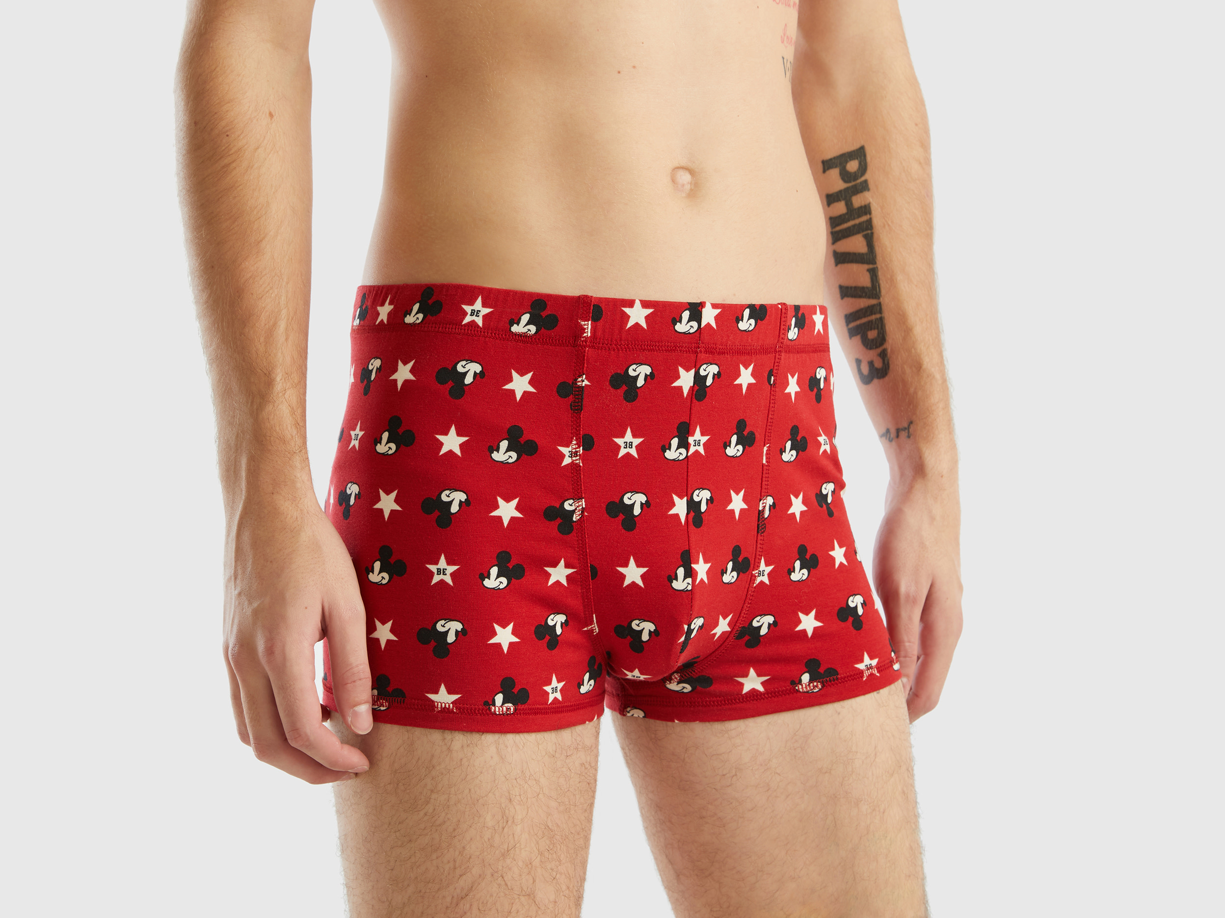 Benetton, Mickey Mouse Boxers, size M, Red, Men