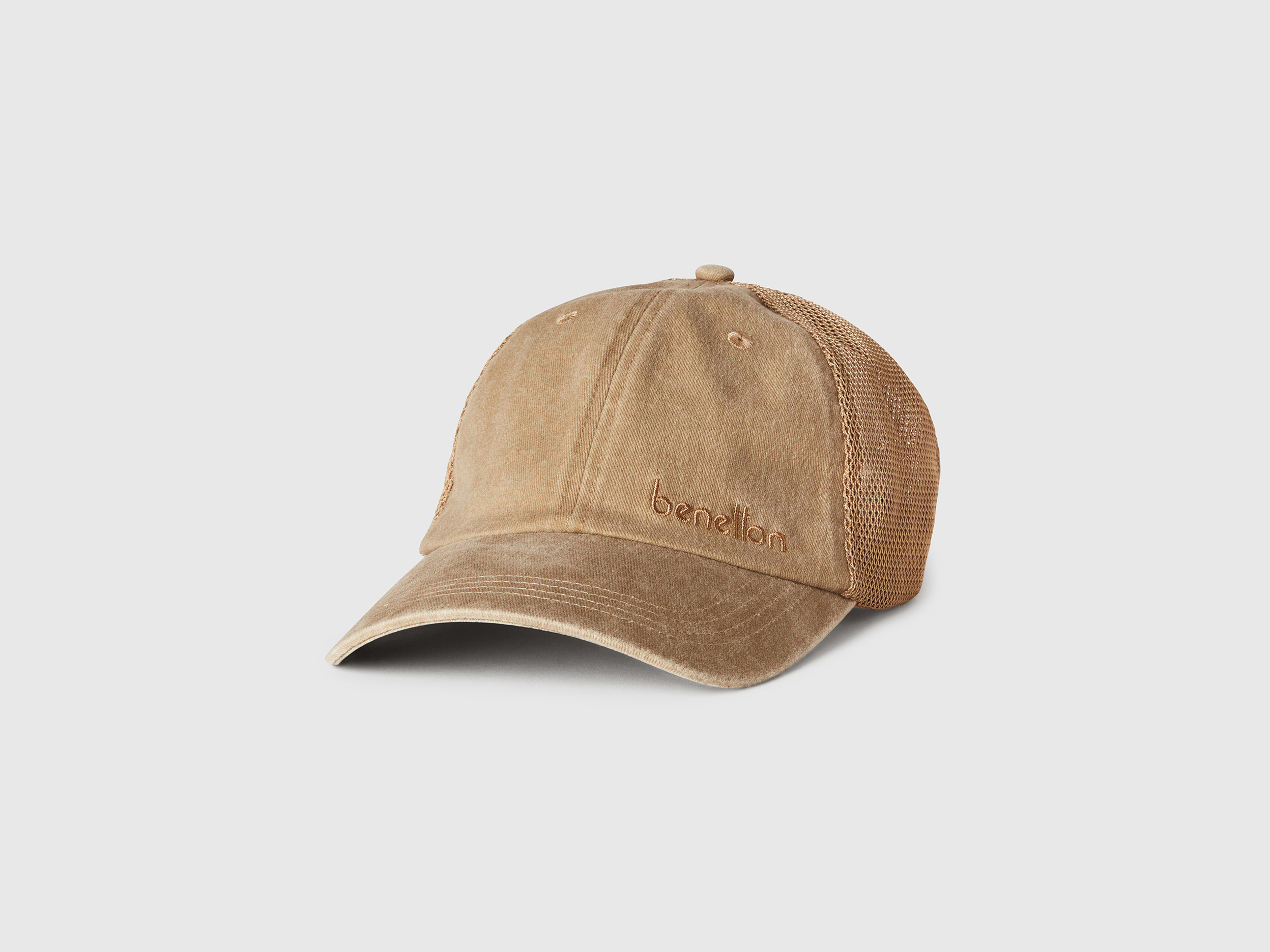 Benetton, Baseball Cap In Cotton And Mesh, size OS, Beige, Men