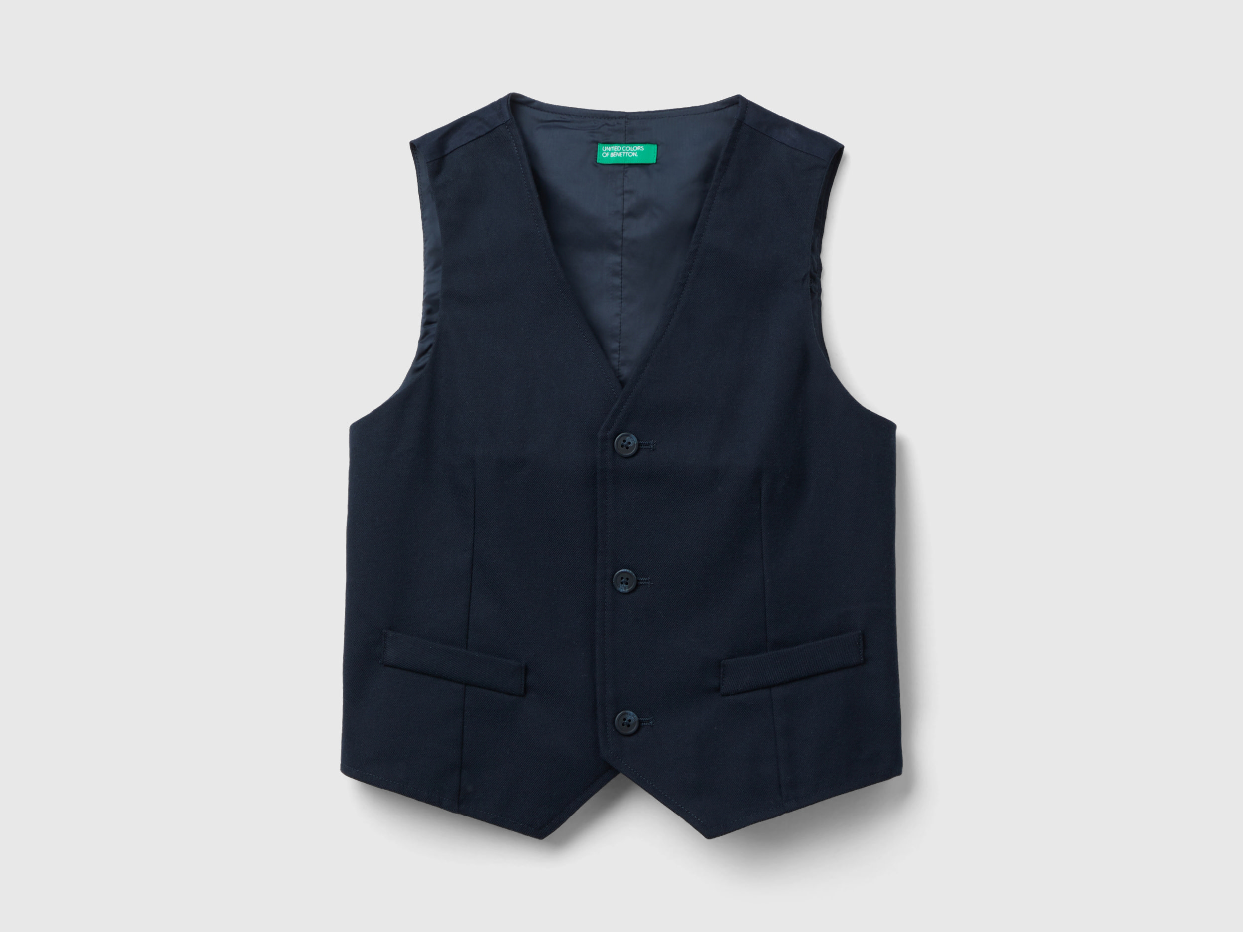 Benetton, Slim Fit Flannel Vest, size L, Dark Blue, Kids