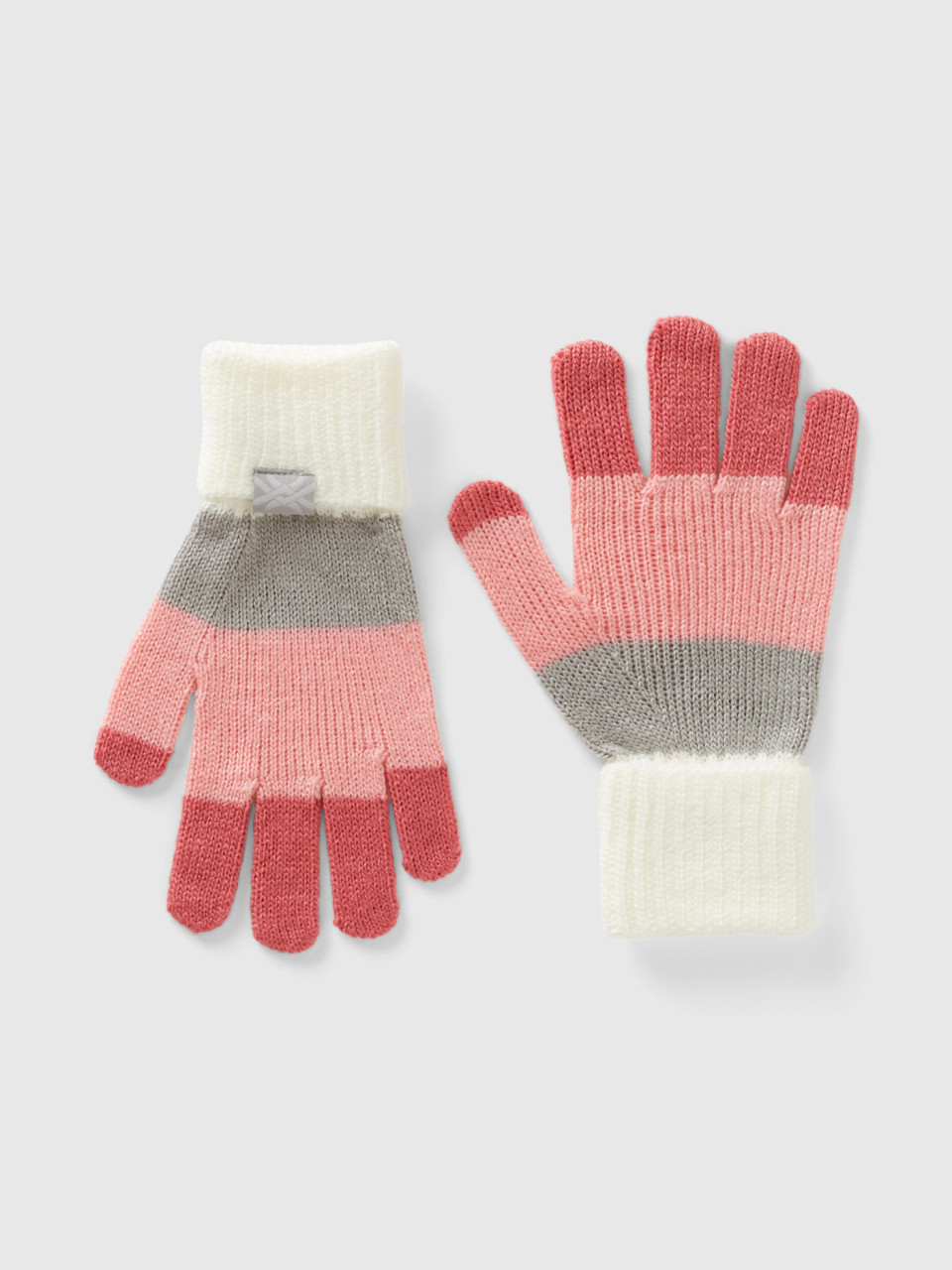 Benetton, Multicolor Striped Gloves, Salmon, Kids