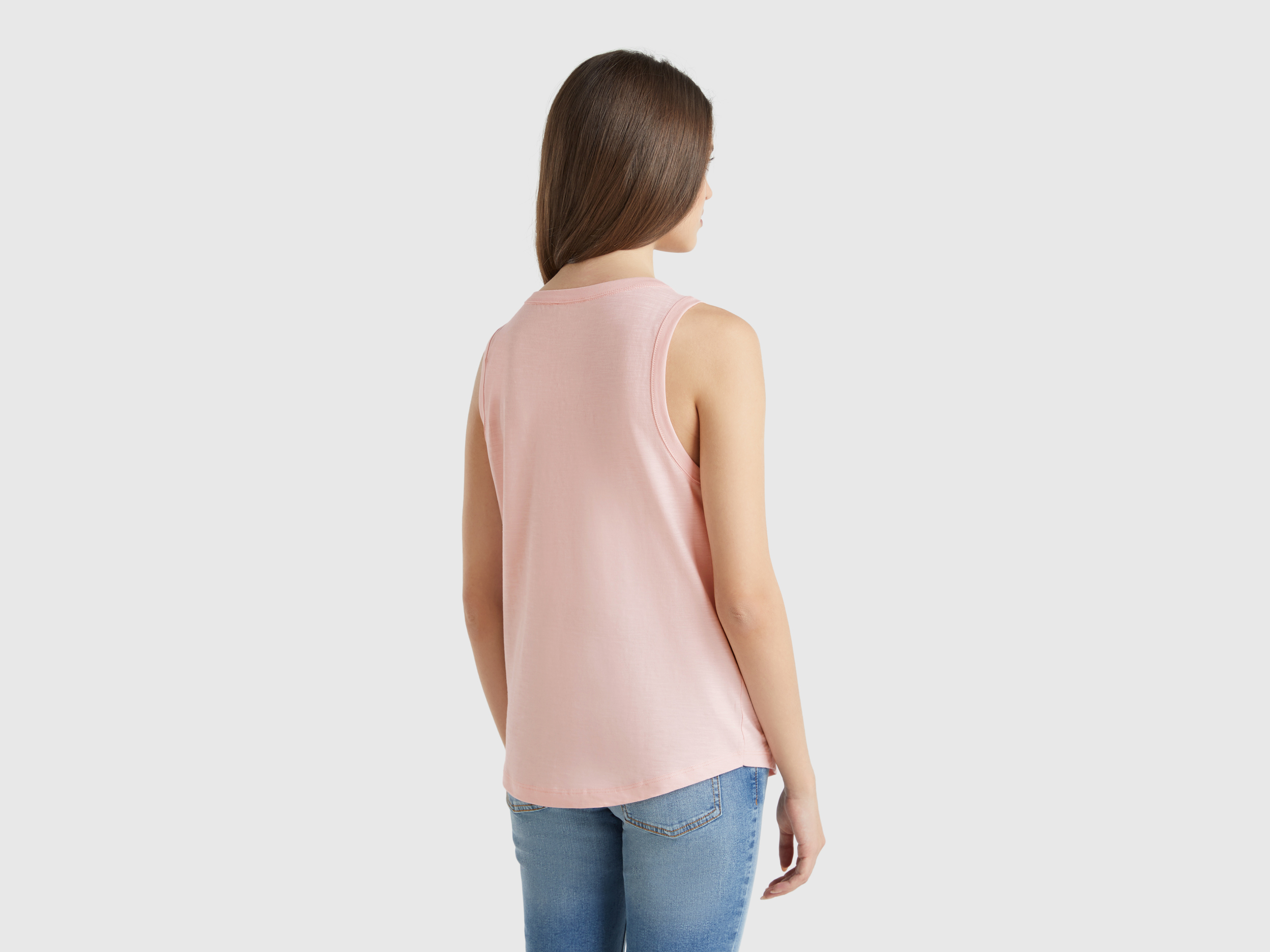 Benetton, Φανέλα Από Ελαφρύ Βαμβακερό, size XS, Απαλο Ροζ, Γυναικεία φωτογραφία