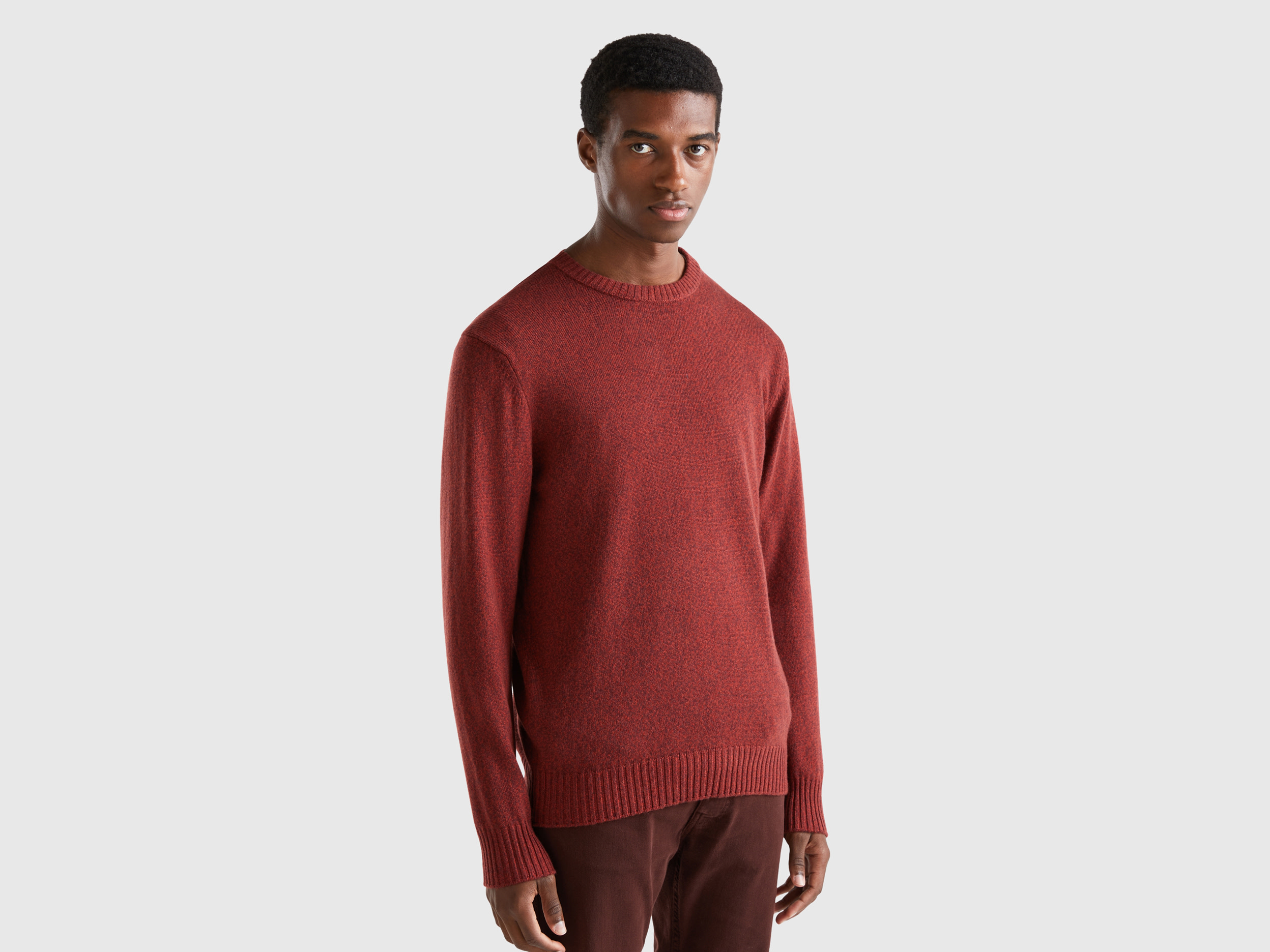 Benetton, Crew Neck Sweater In Cashmere And Wool Blend, size XS, Red, Men