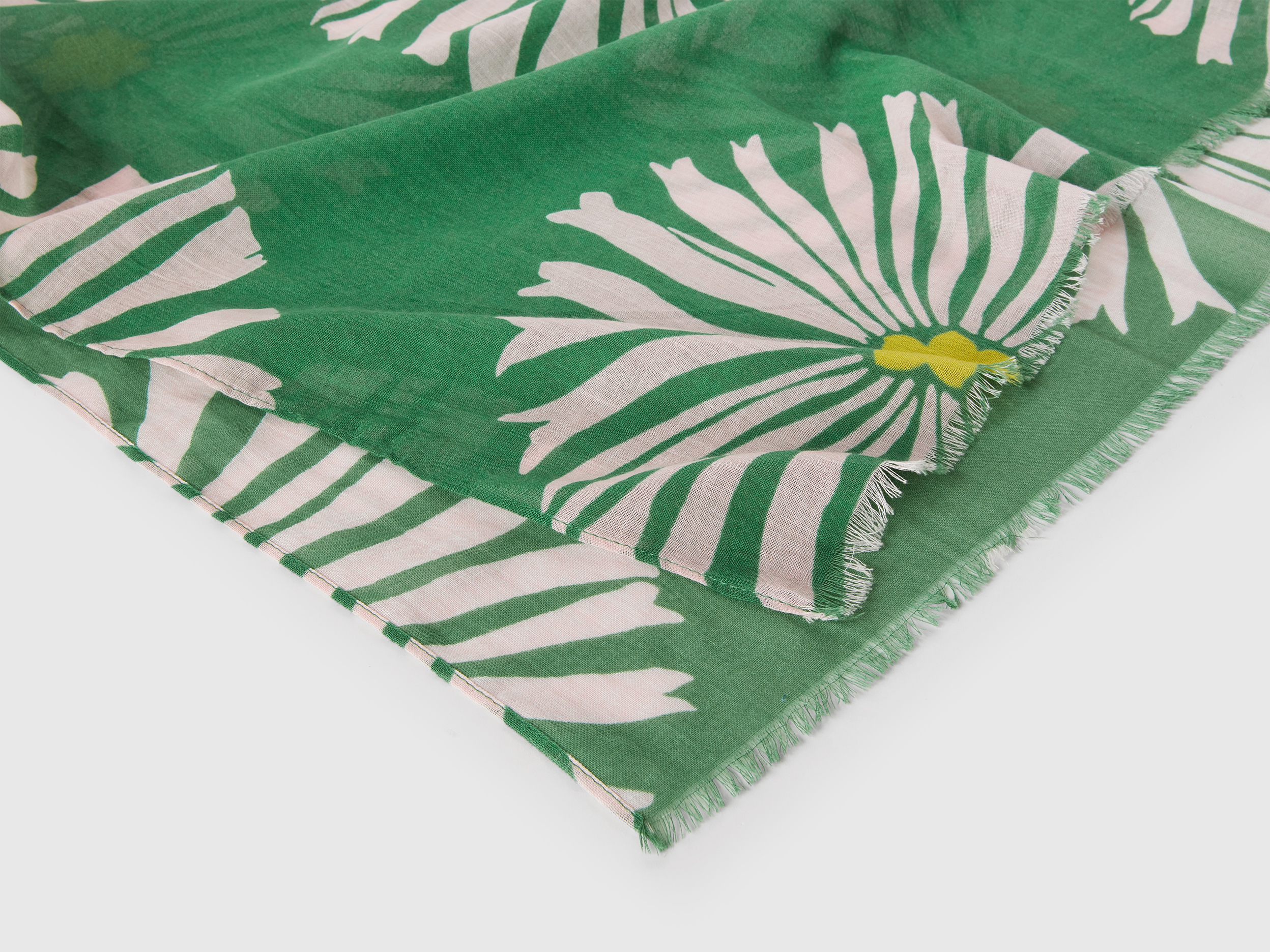 Benetton, Κασκόλ Με Σχέδια Από Ανάμεικτο Λινό, size OS, Πρασινο, Γυναικεία φωτογραφία