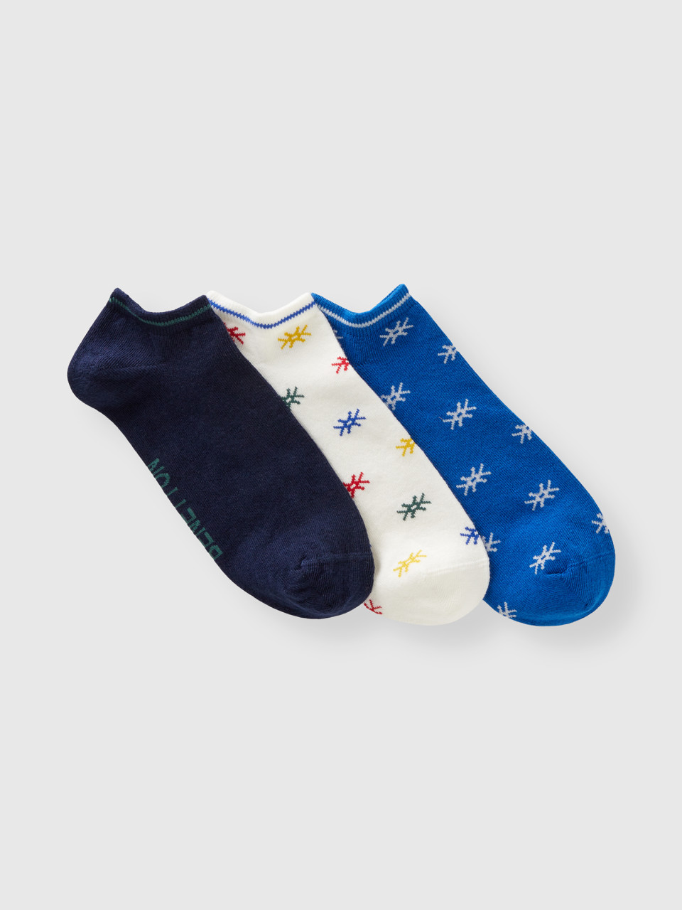 Benetton, Three Pairs Of Socks With Logo, Multi-color, Women