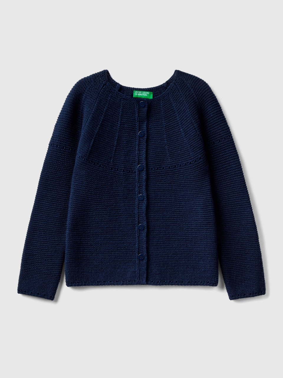 Benetton, Cardigan With Perforated Details, Dark Blue, Kids
