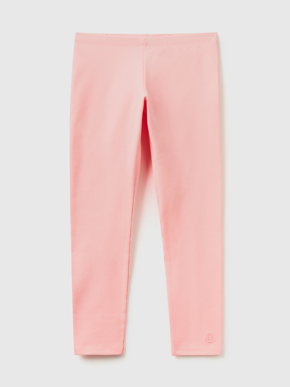 Benetton, Leggings In Stretch Cotton With Logo, Pink, Kids