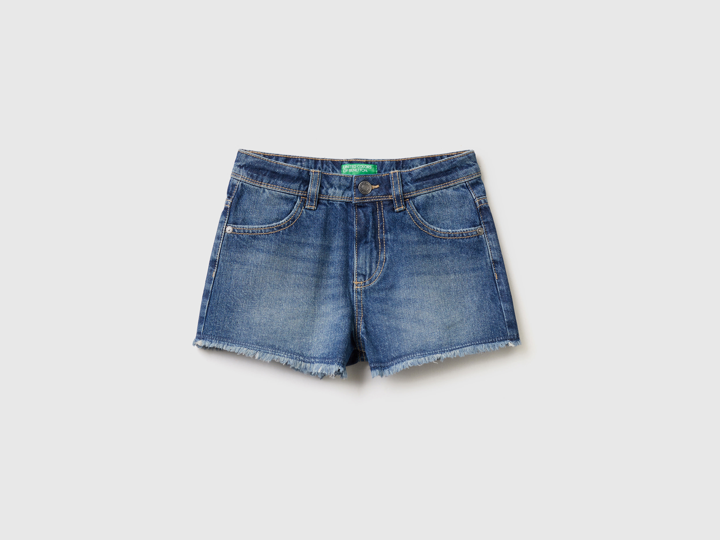 Benetton, Frayed Jean Shorts, size 2XL, Blue, Kids