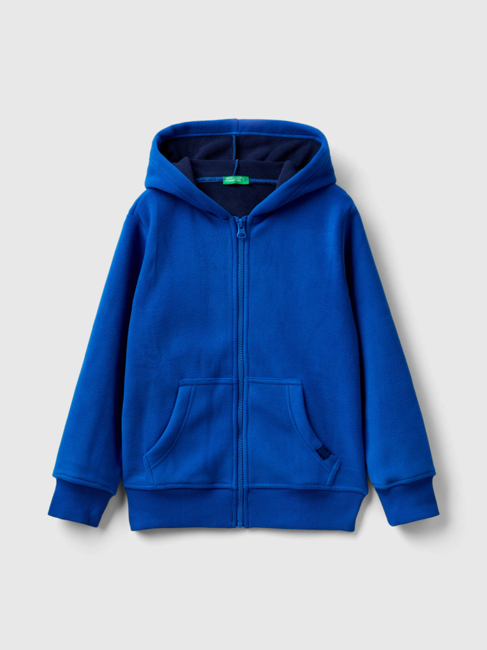 Benetton, Sweatshirt Aus Fleece Mit Kapuze, Verkehrsblau, male