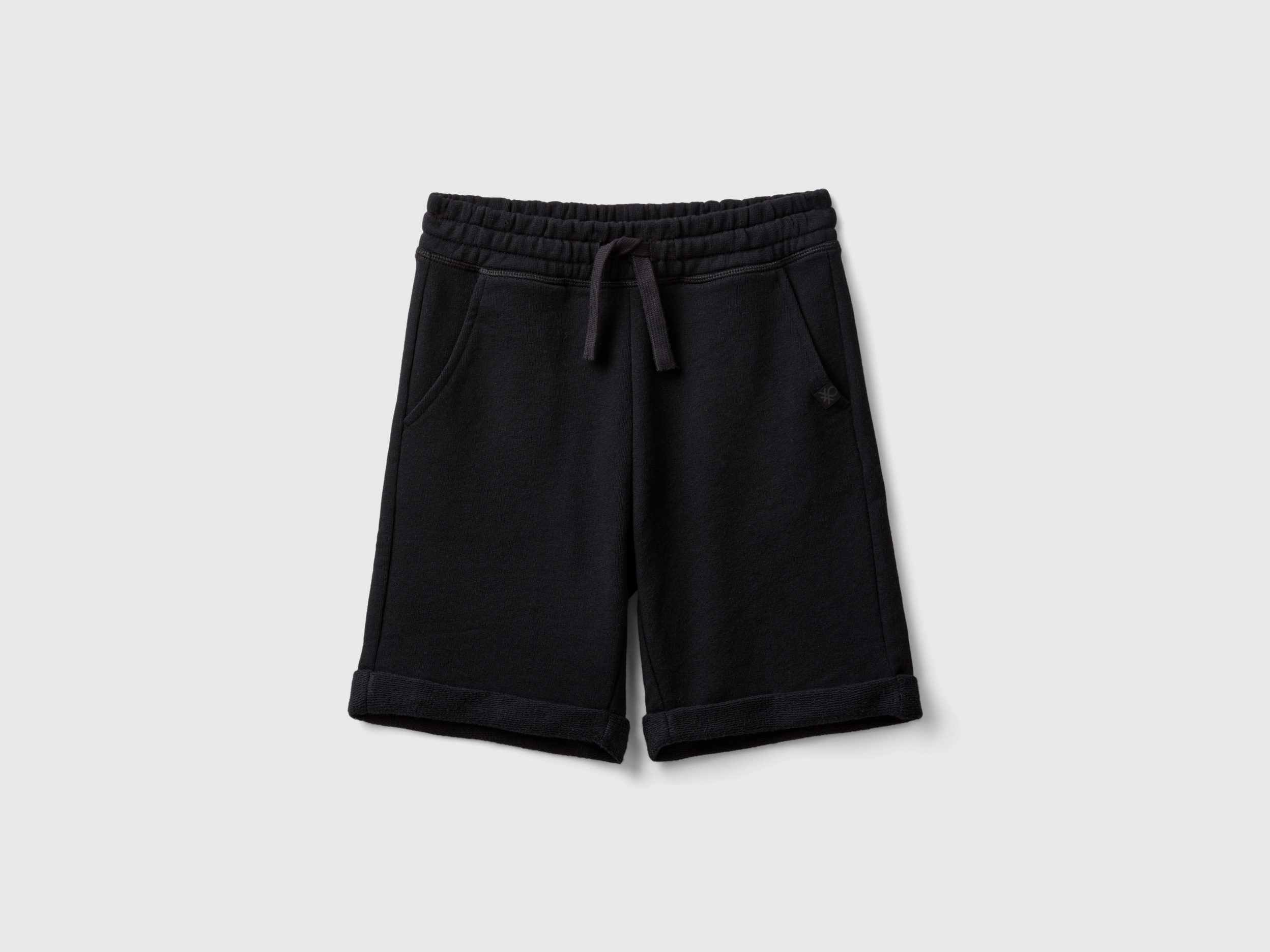 Benetton, Bermudashorts Aus Reinem Baumwollfleece, size 2XL, Schwarz, male