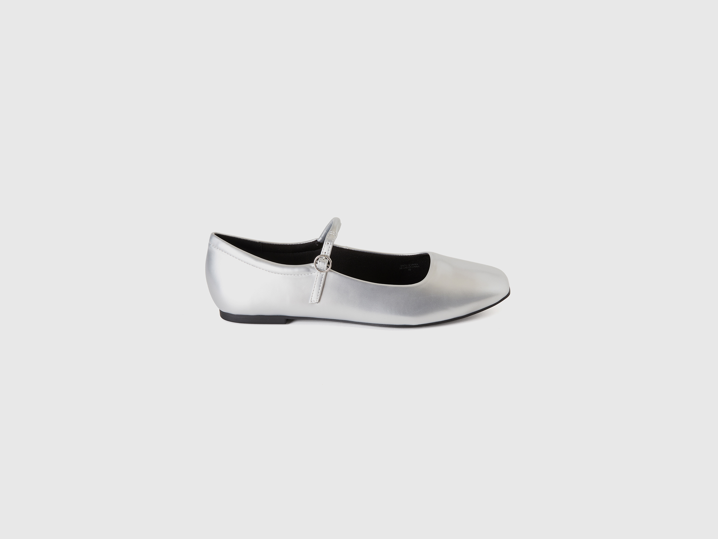 Benetton, Ballerina Mit Riemen, size 39, Silber, female