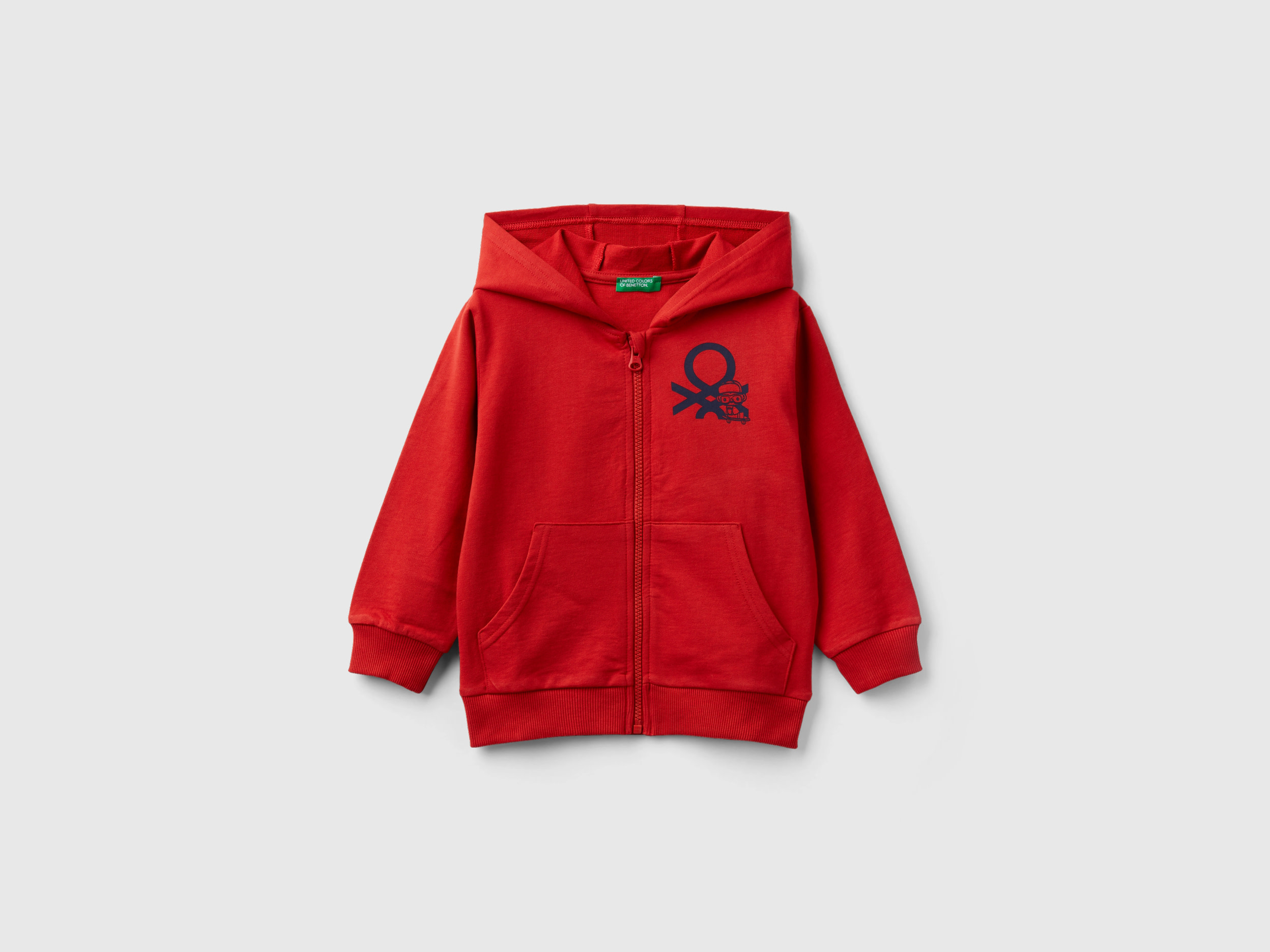 Benetton, Lightweight Sweatshirt With Zip, size 12-18, Brick Red, Kids
