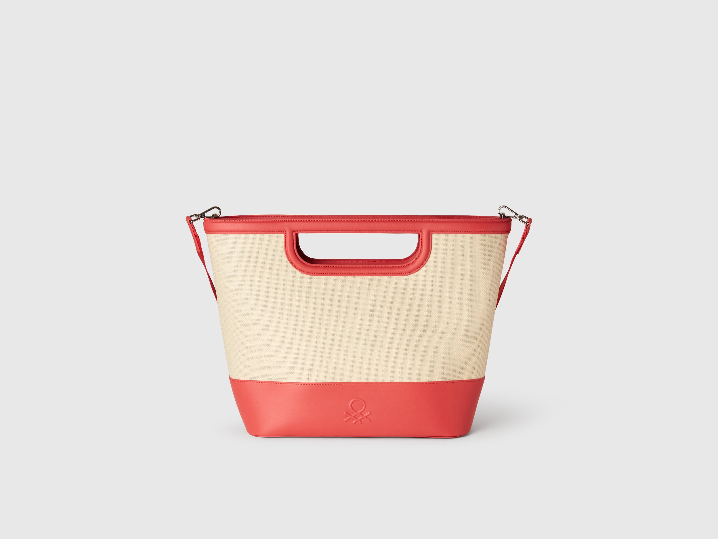Benetton, Large Tote Bag In Raffia, size OS, Brick Red, Women