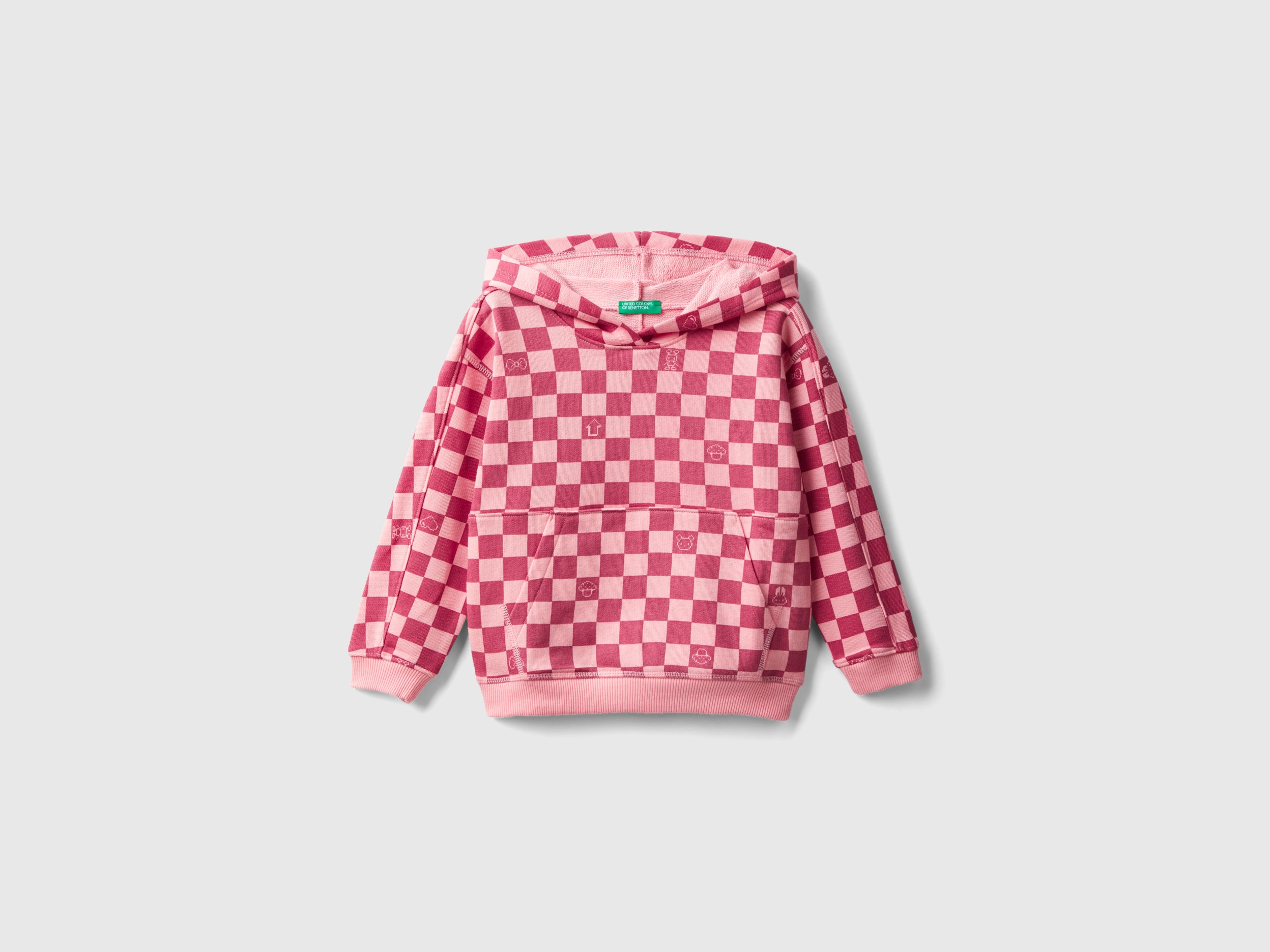 Benetton, Checkered Hoodie, size 2-3, Multi-color, Kids