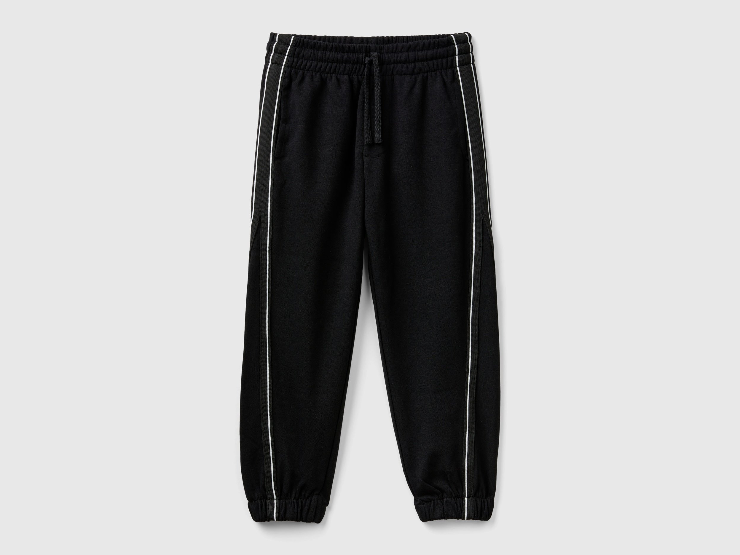 Benetton, Pantaloni In Misto Cotone Stretch, Nero, Bambini