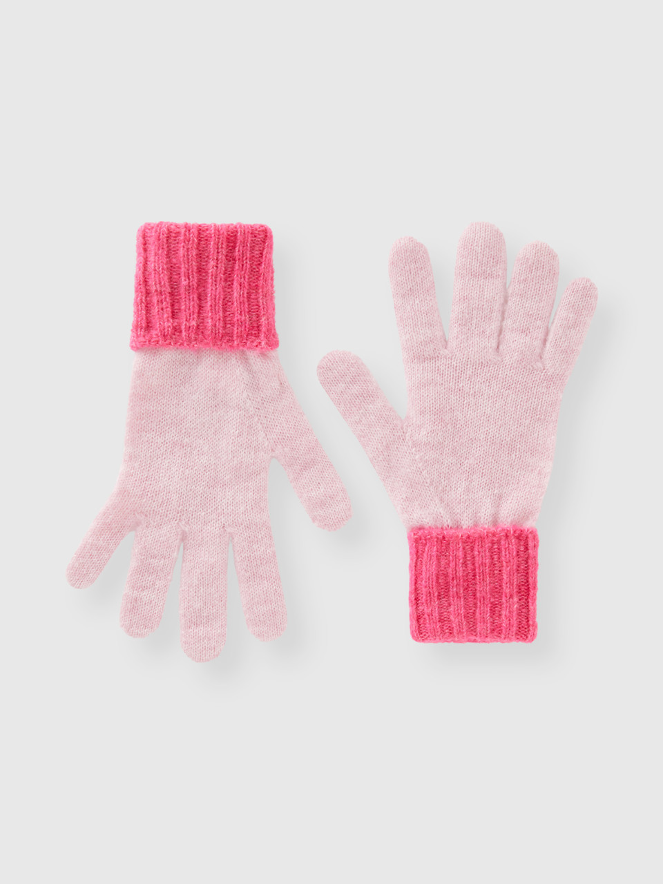 Benetton, Knitted Gloves, Pink, Kids