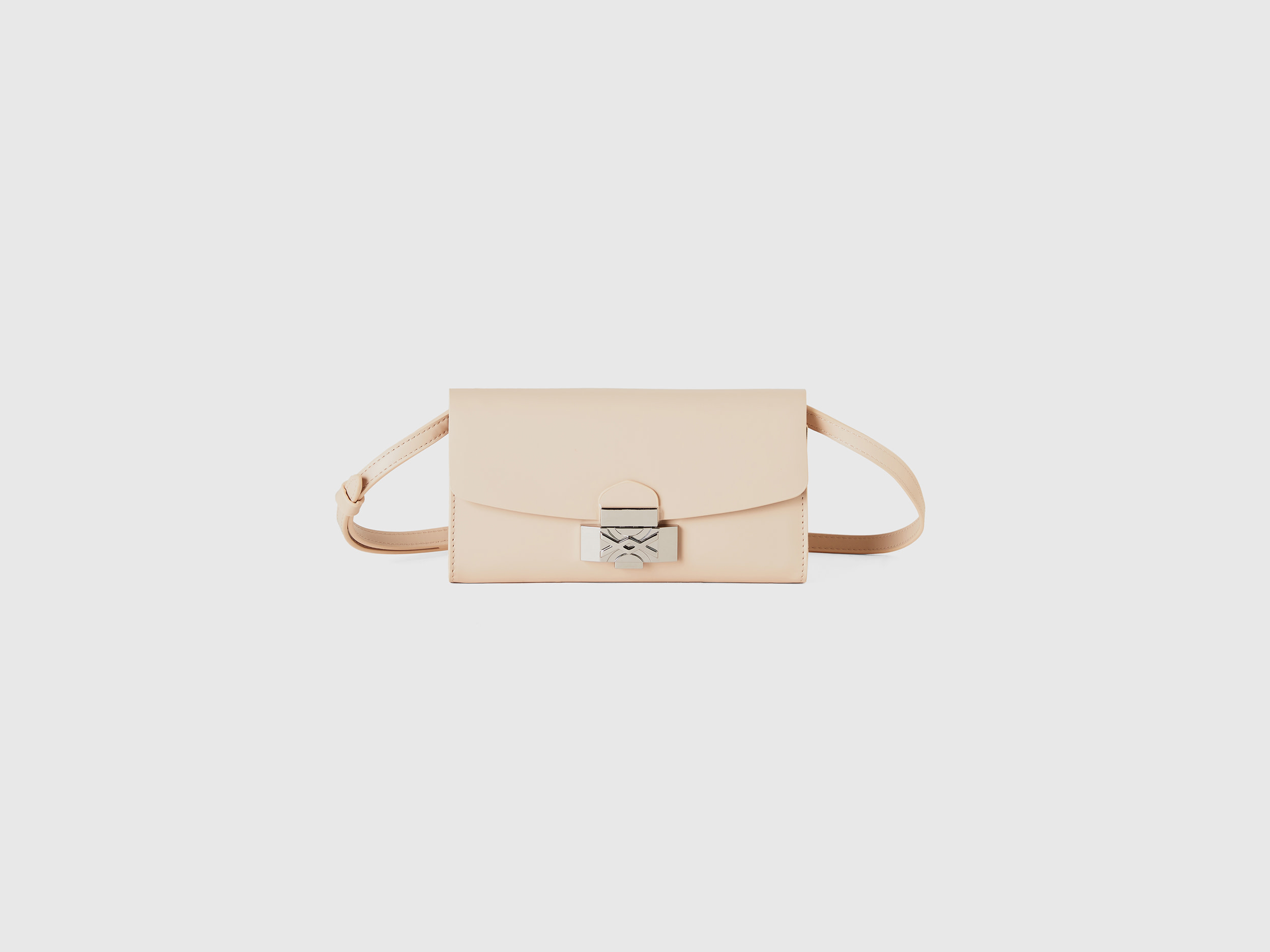 Benetton, Borsa Portacellulare Con Tracolla, Bianco Panna, Donna