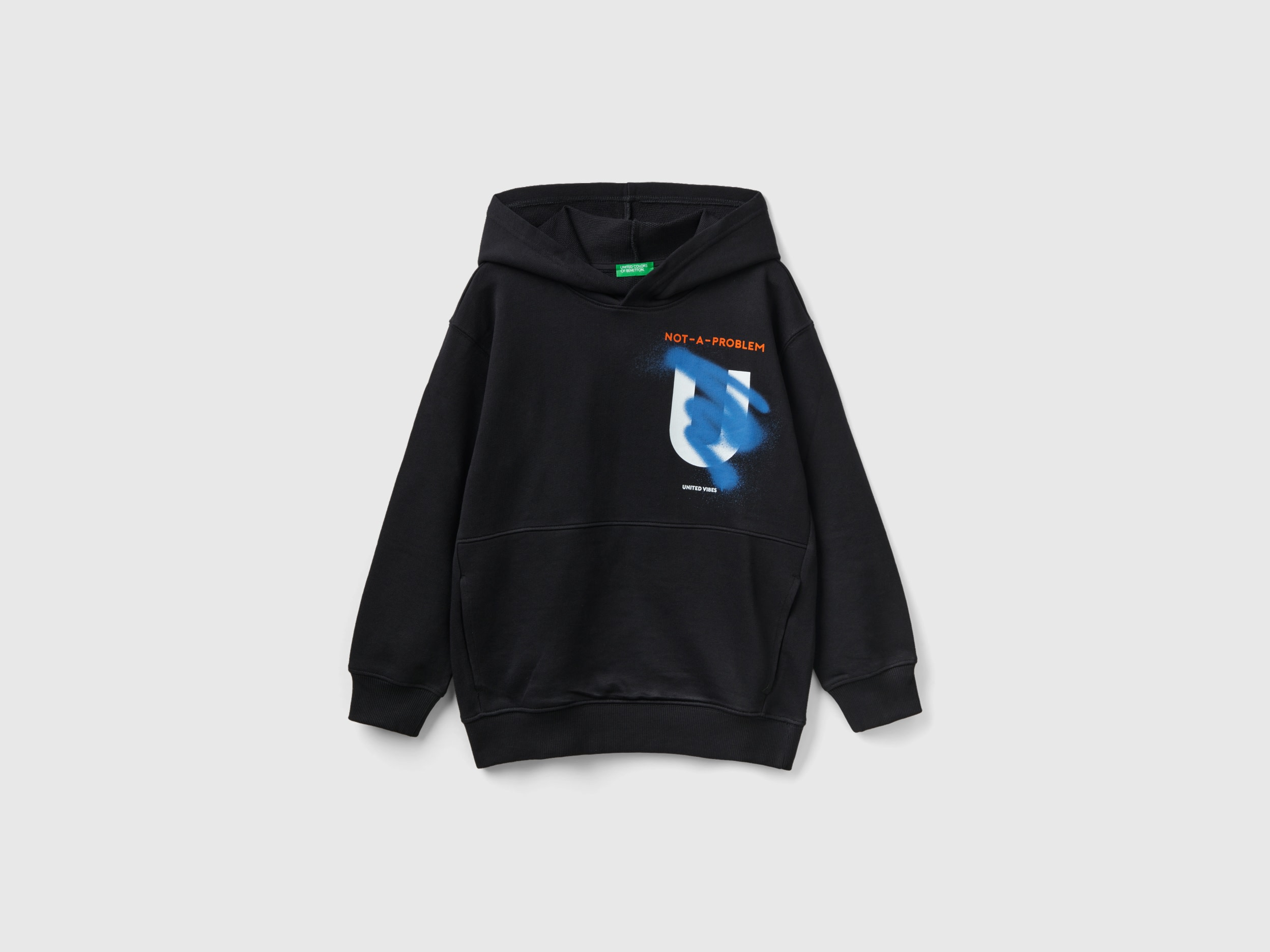 Benetton, Sweatshirt With Print, size XL, Black, Kids