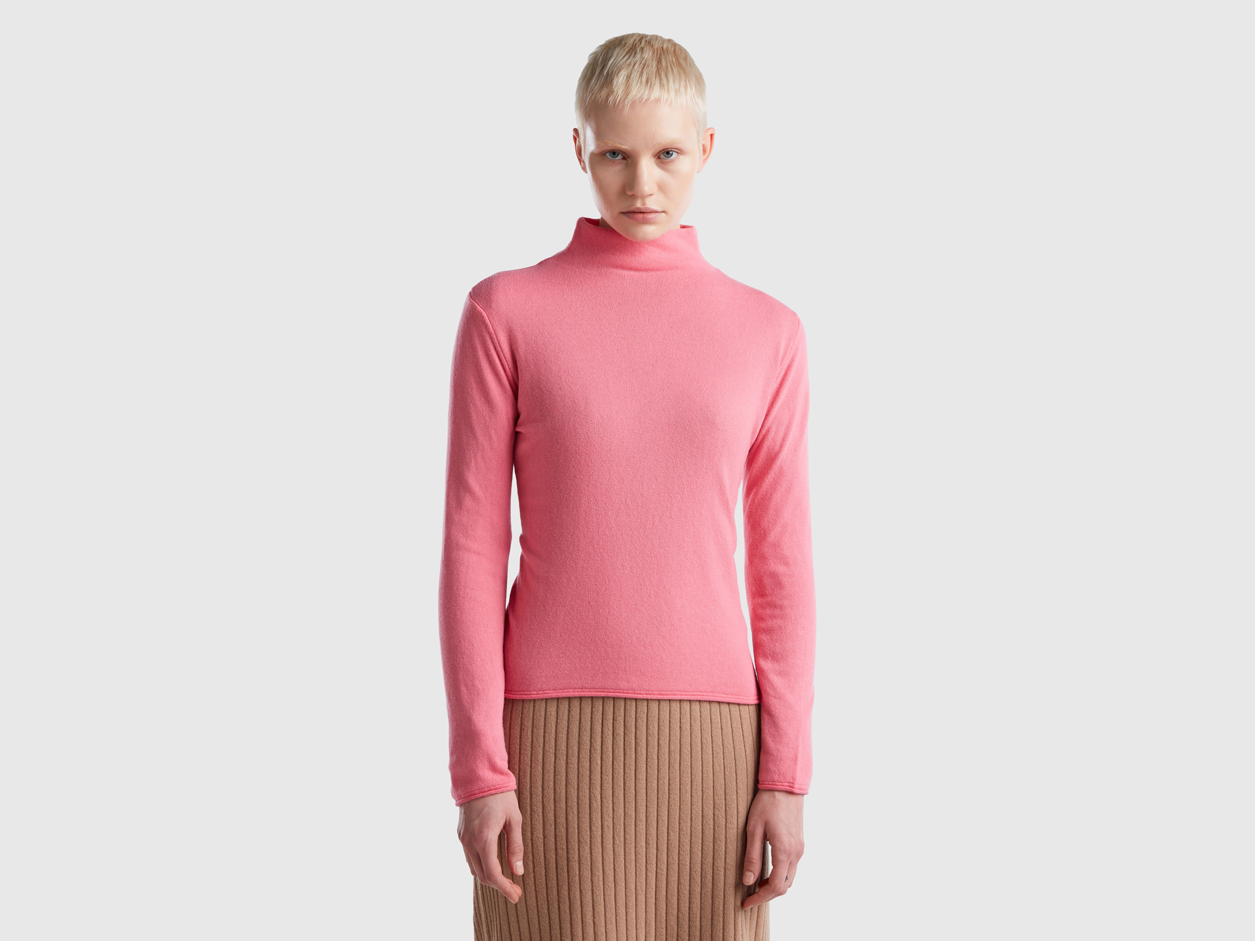 Benetton, Cashmere Blend Sweater, size L, Pink, Women
