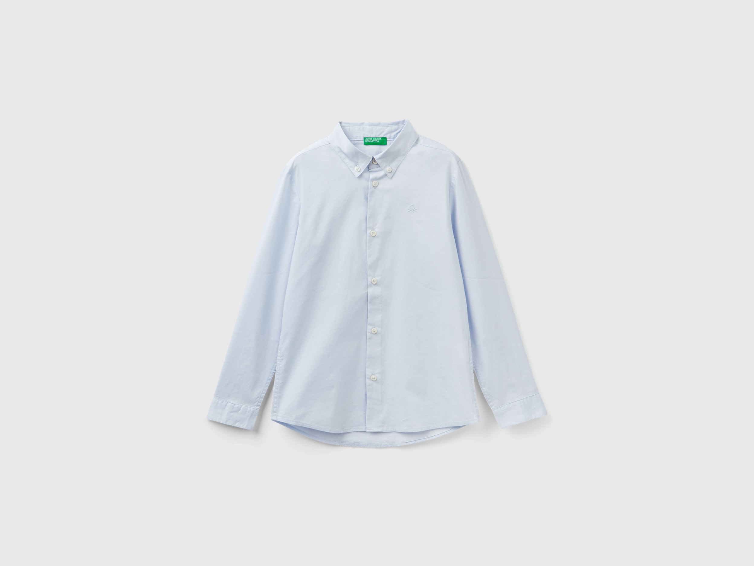 Benetton, Slim Fit Long Sleeve Shirt, size M, Sky Blue, Kids