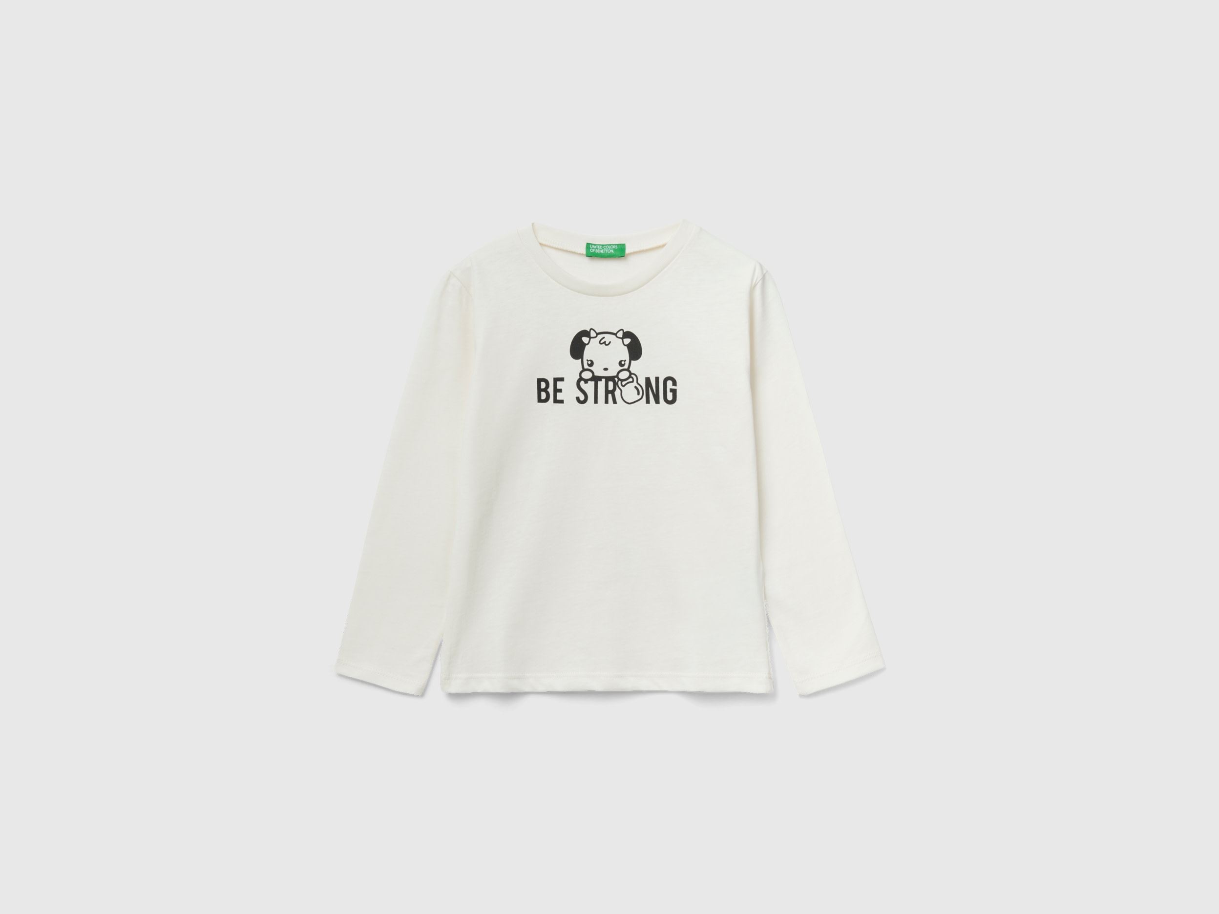 Benetton, Boxy Fit T-shirt In 100% Cotton, size 12-18, Creamy White, Kids