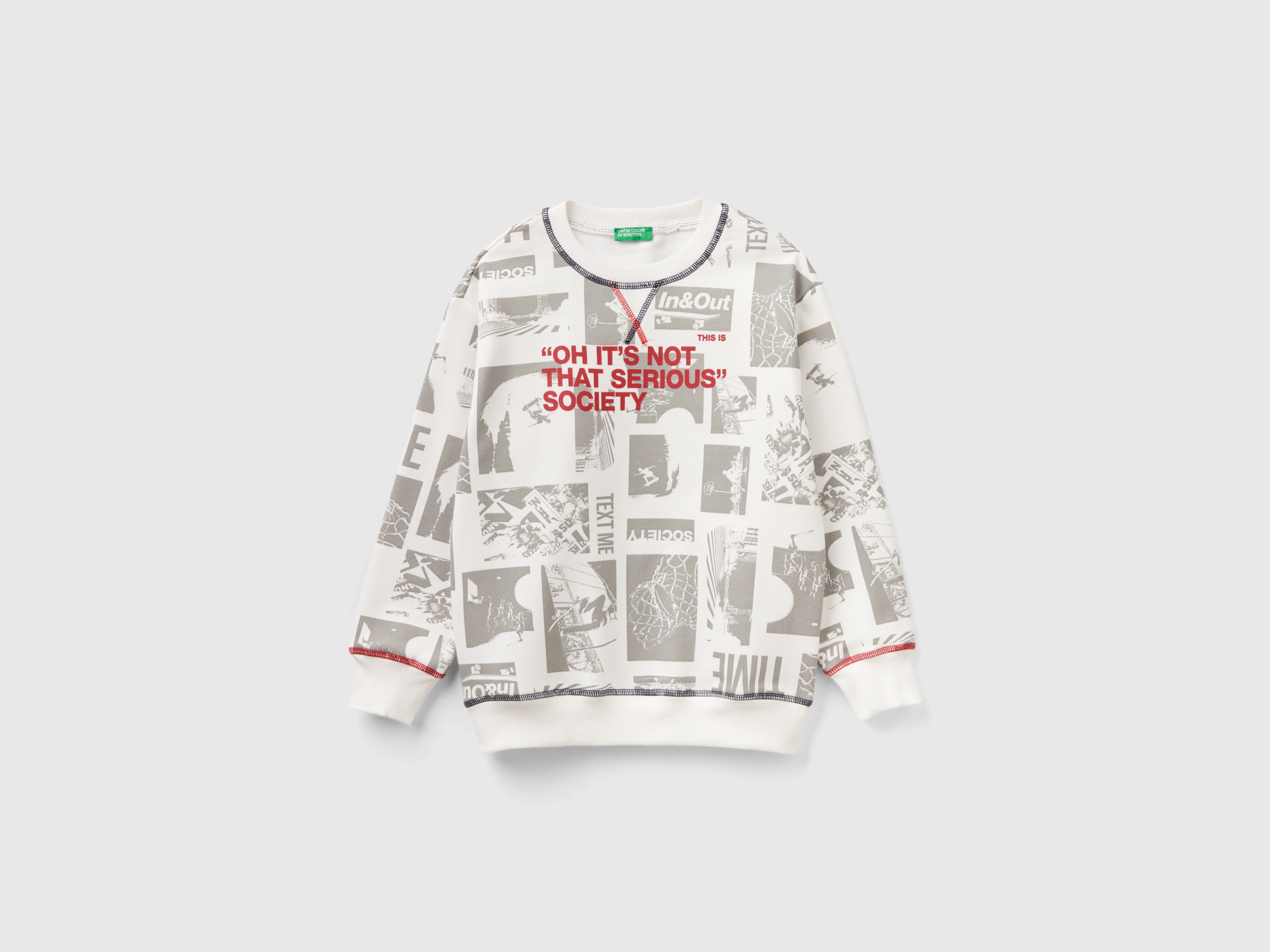 Benetton, Sweatshirt With City Print, size S, White, Kids
