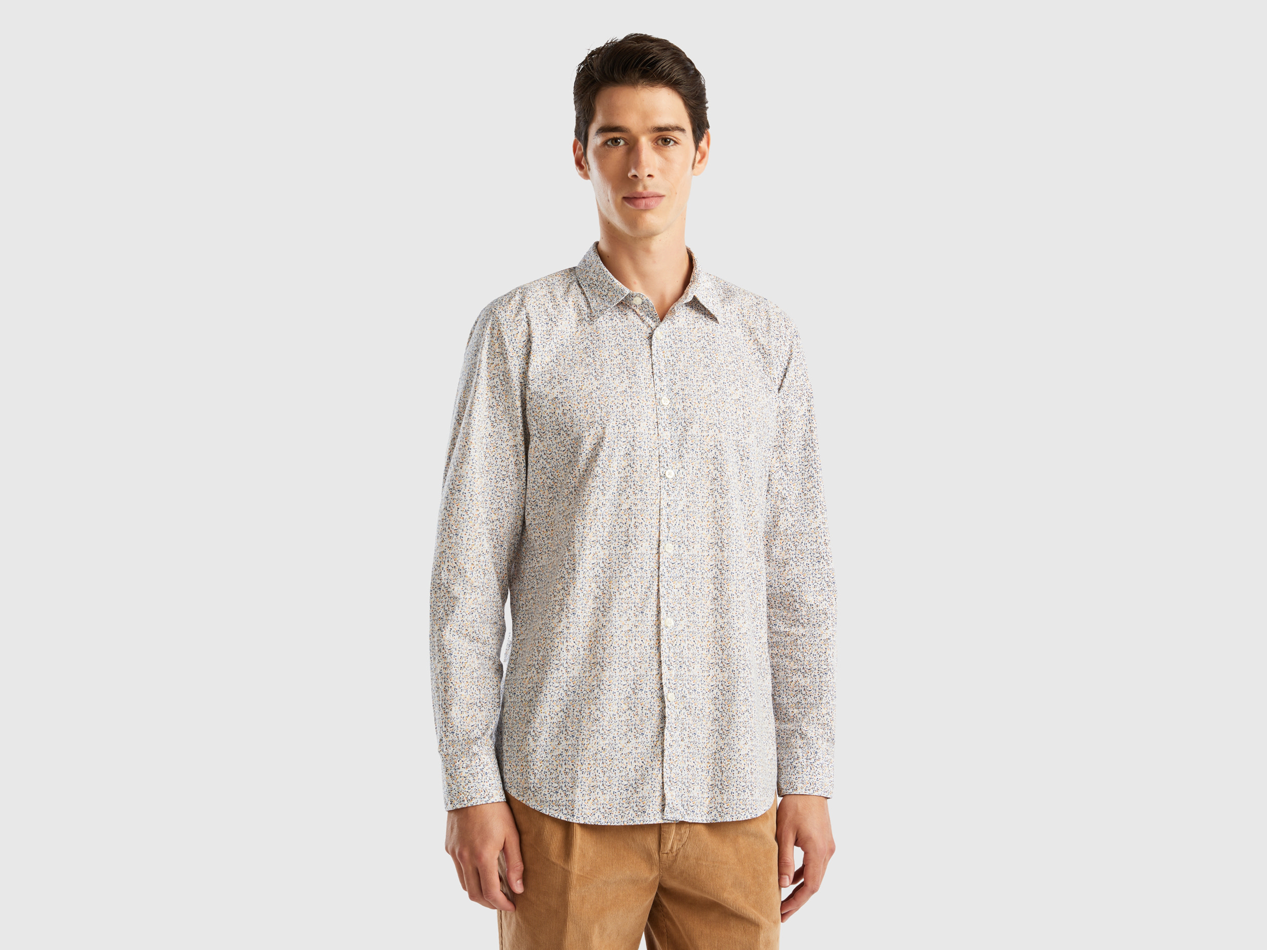 Benetton, Patterned Slim Fit Shirt, size XS, Multi-color, Men