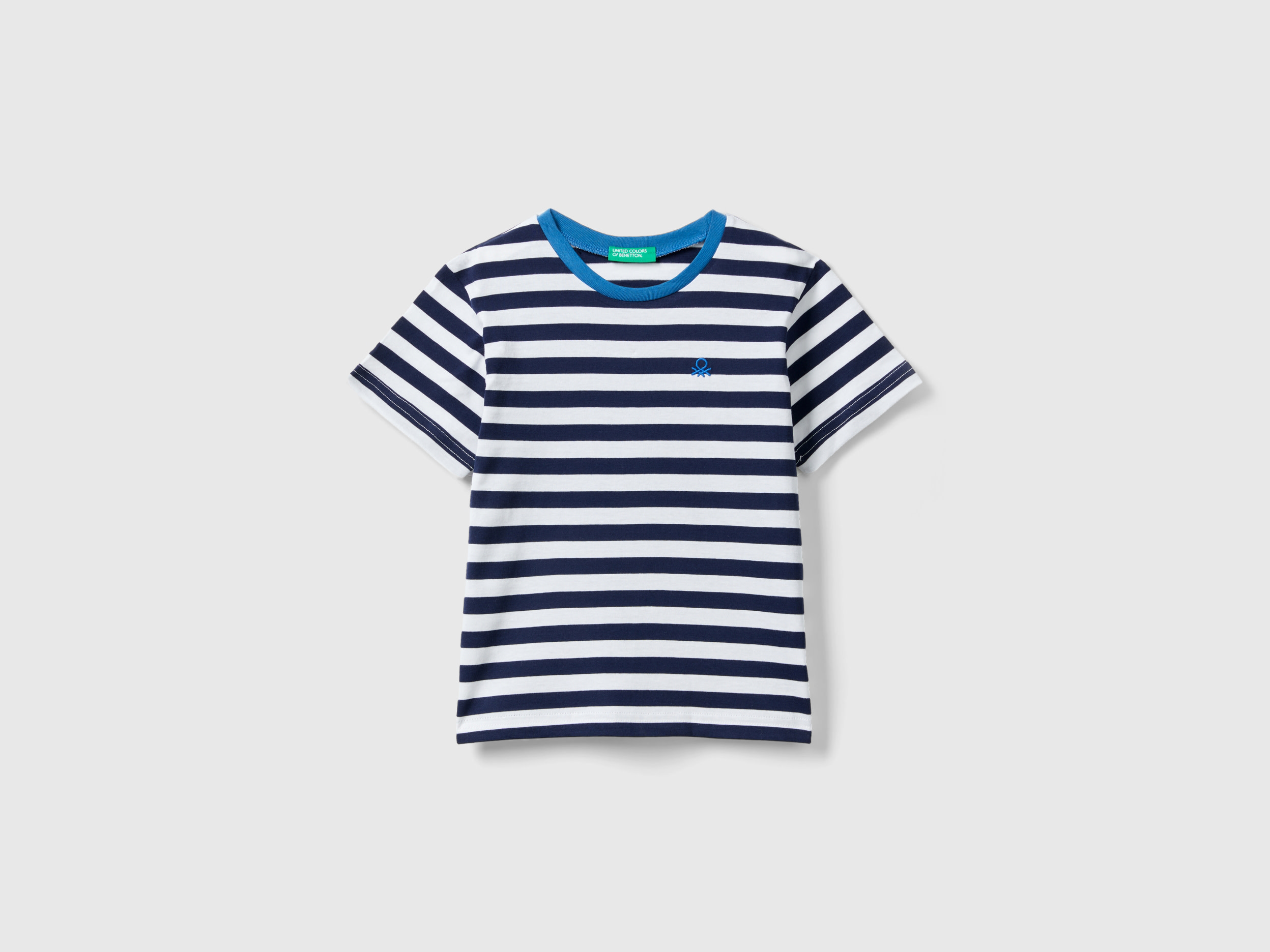 Benetton, Striped 100% Cotton T-shirt, size 18-24, Dark Blue, Kids