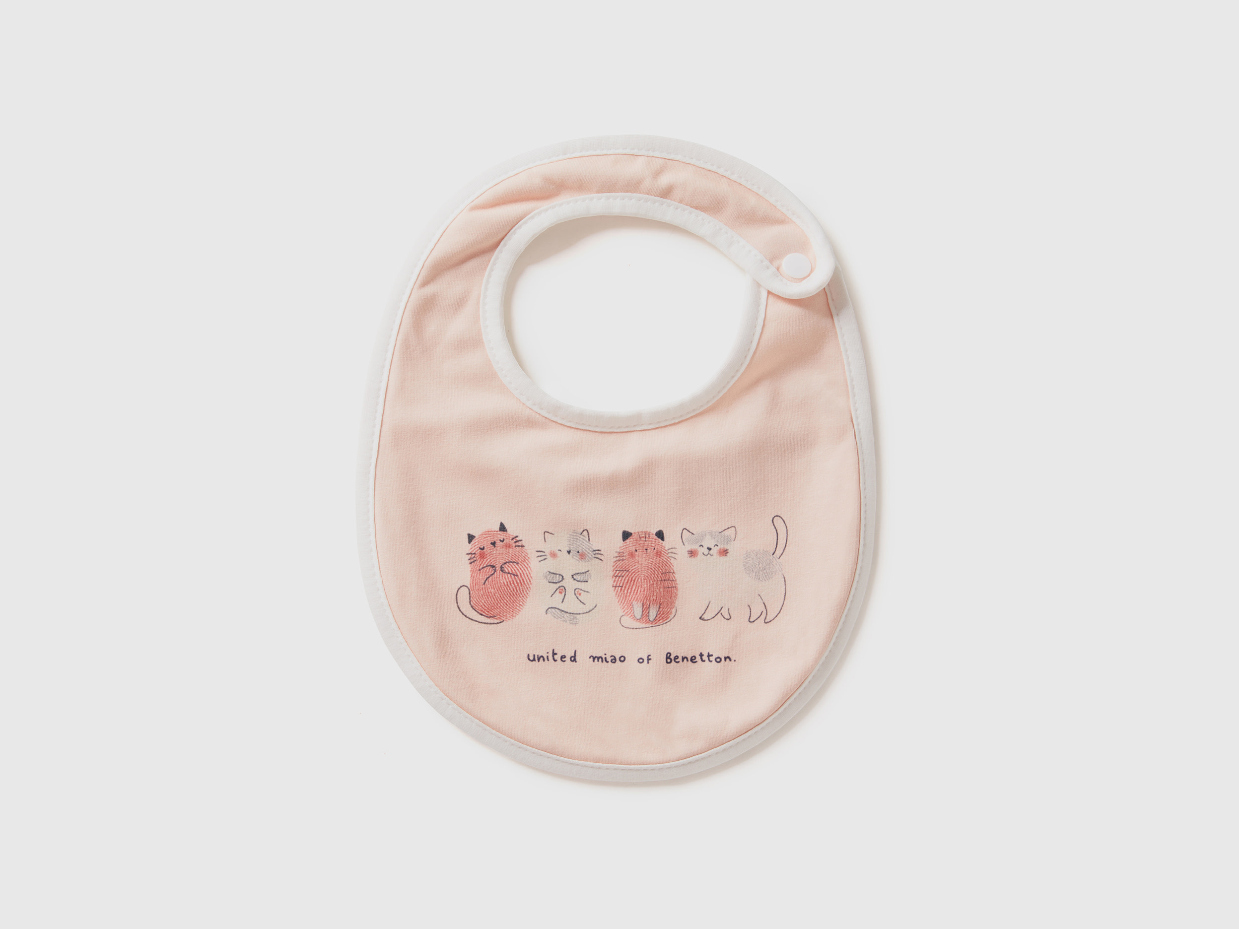 Benetton, Bavaglino Con Stampa, Rosa Tenue, Bambini