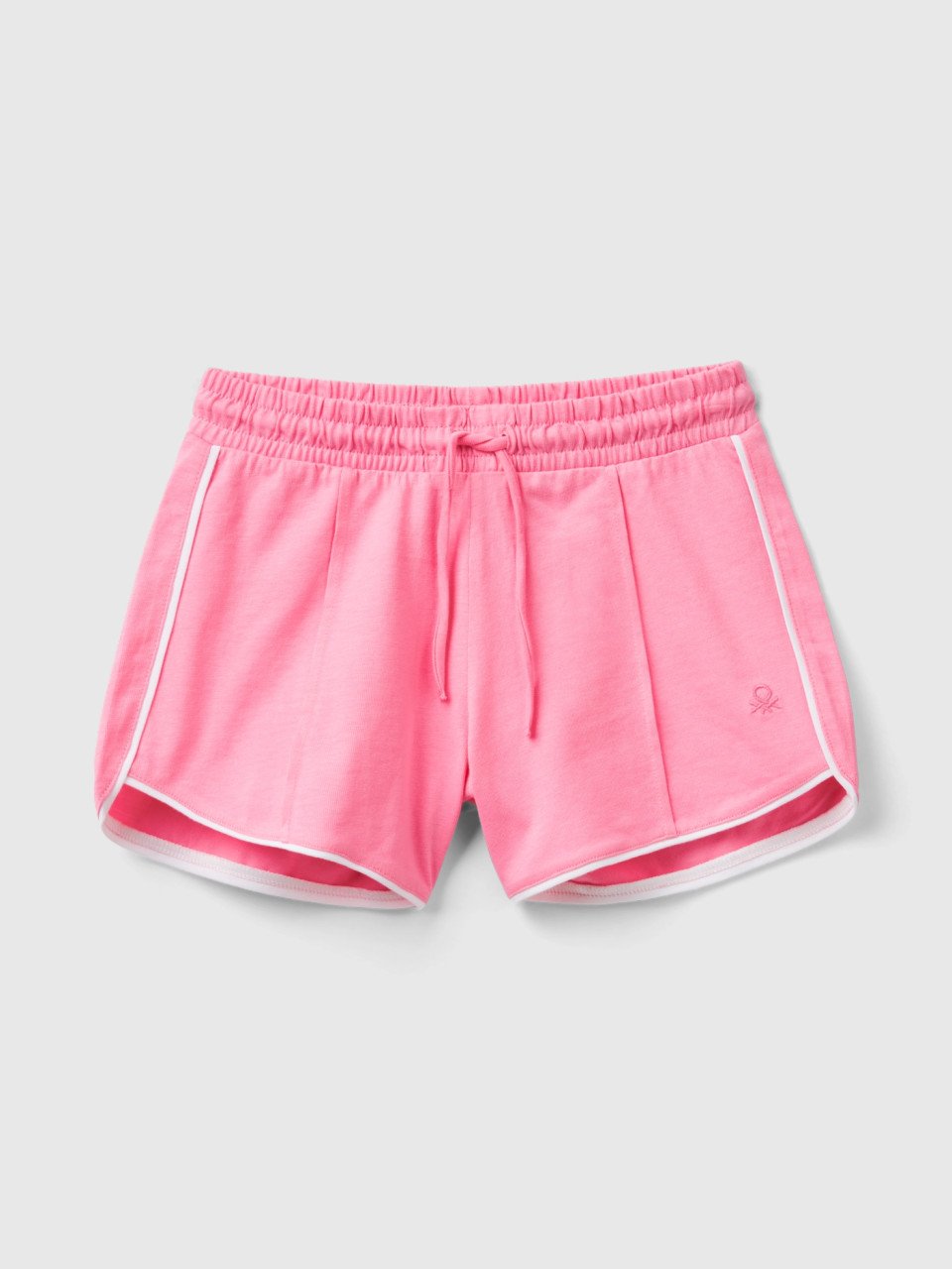 Benetton, 100% Cotton Shorts With Drawstring, Pink, Kids