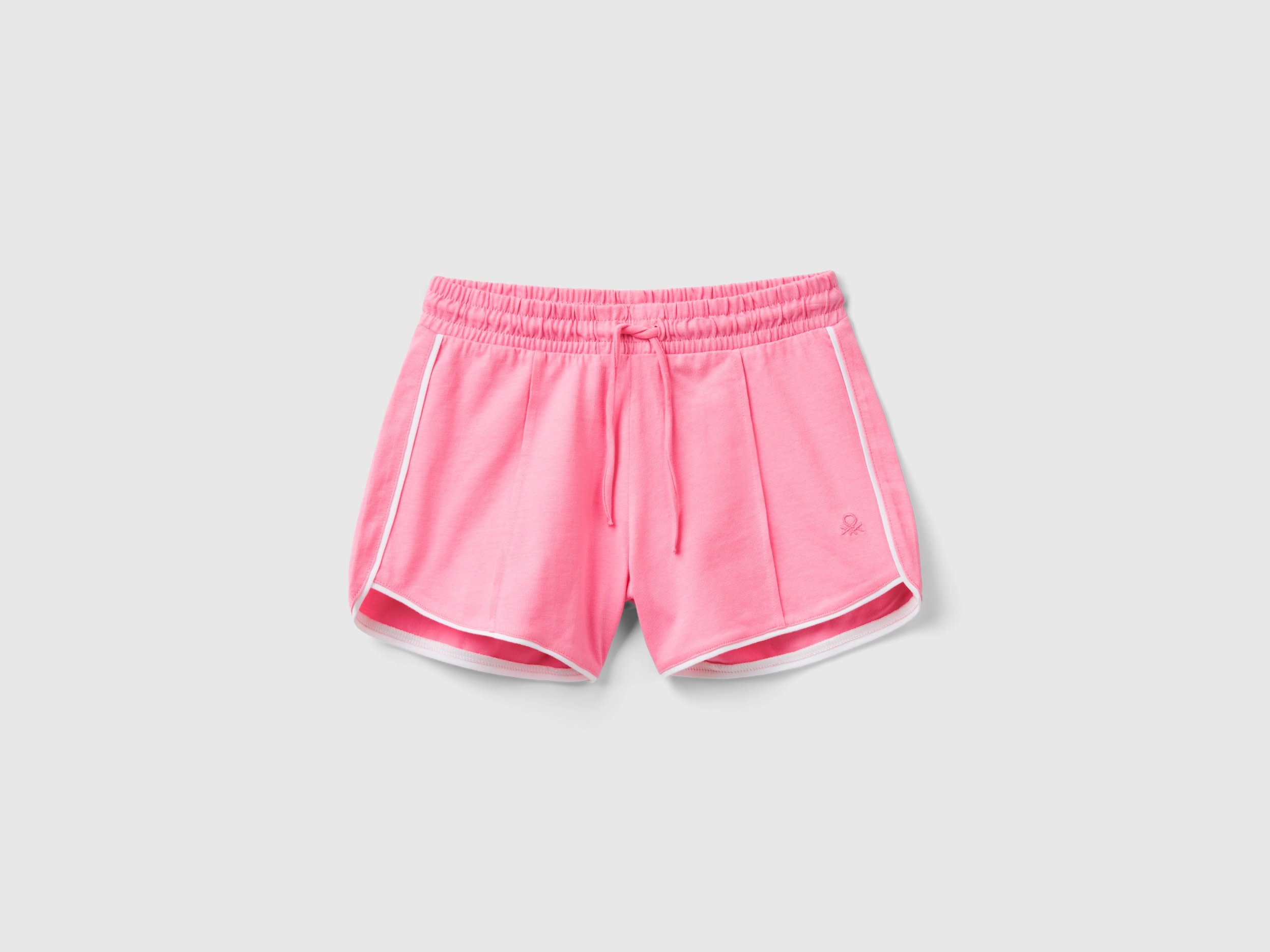 Benetton, Shorts Con Coulisse 100% Cotone, Rosa, Bambini