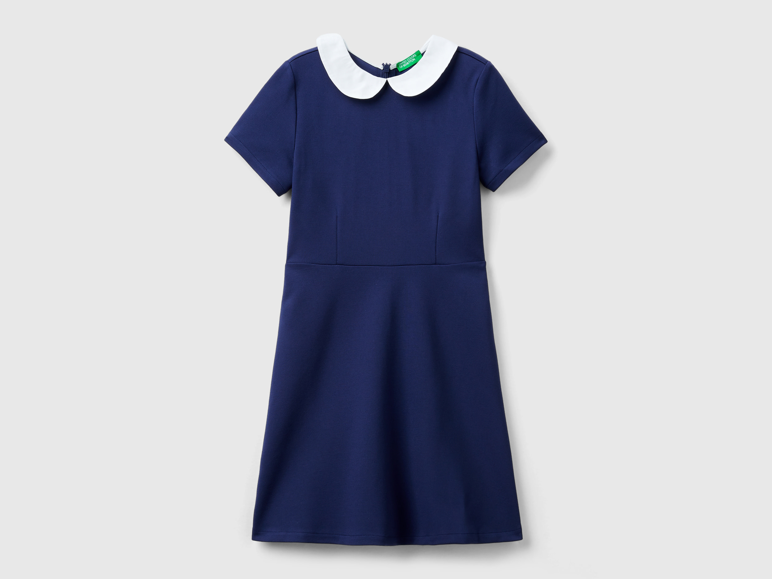 Benetton, Dress With Round Collar, size 2XL, Dark Blue, Kids